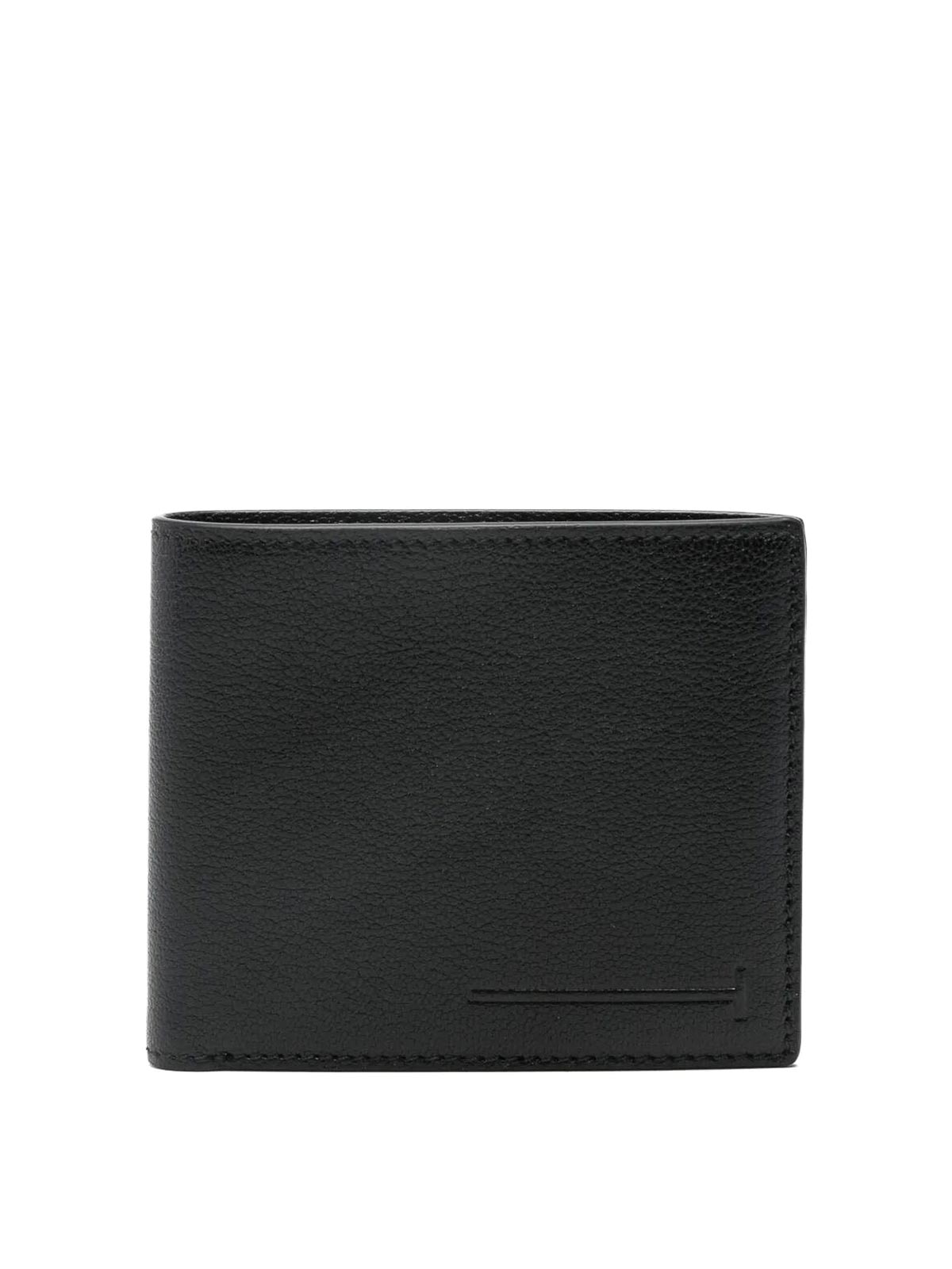 Tom Ford Leather Elongated  Classic Bifold Wallet In Black