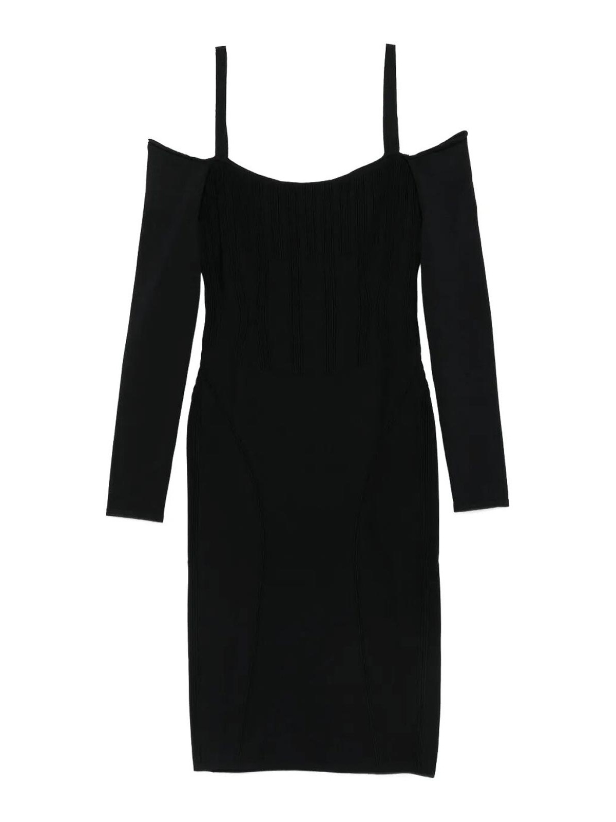 Mugler Robe Au Genou - Noir
