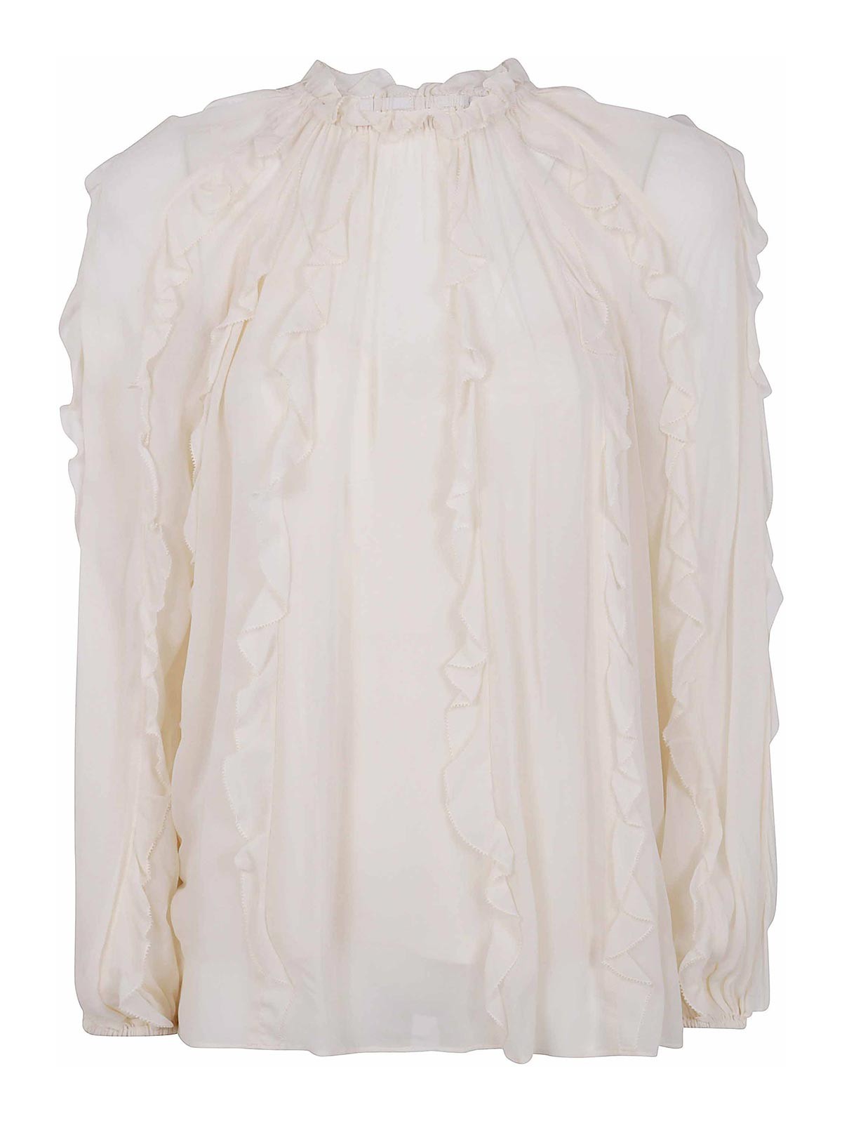 Zimmermann Frill Billow Blouse In Nude & Neutrals