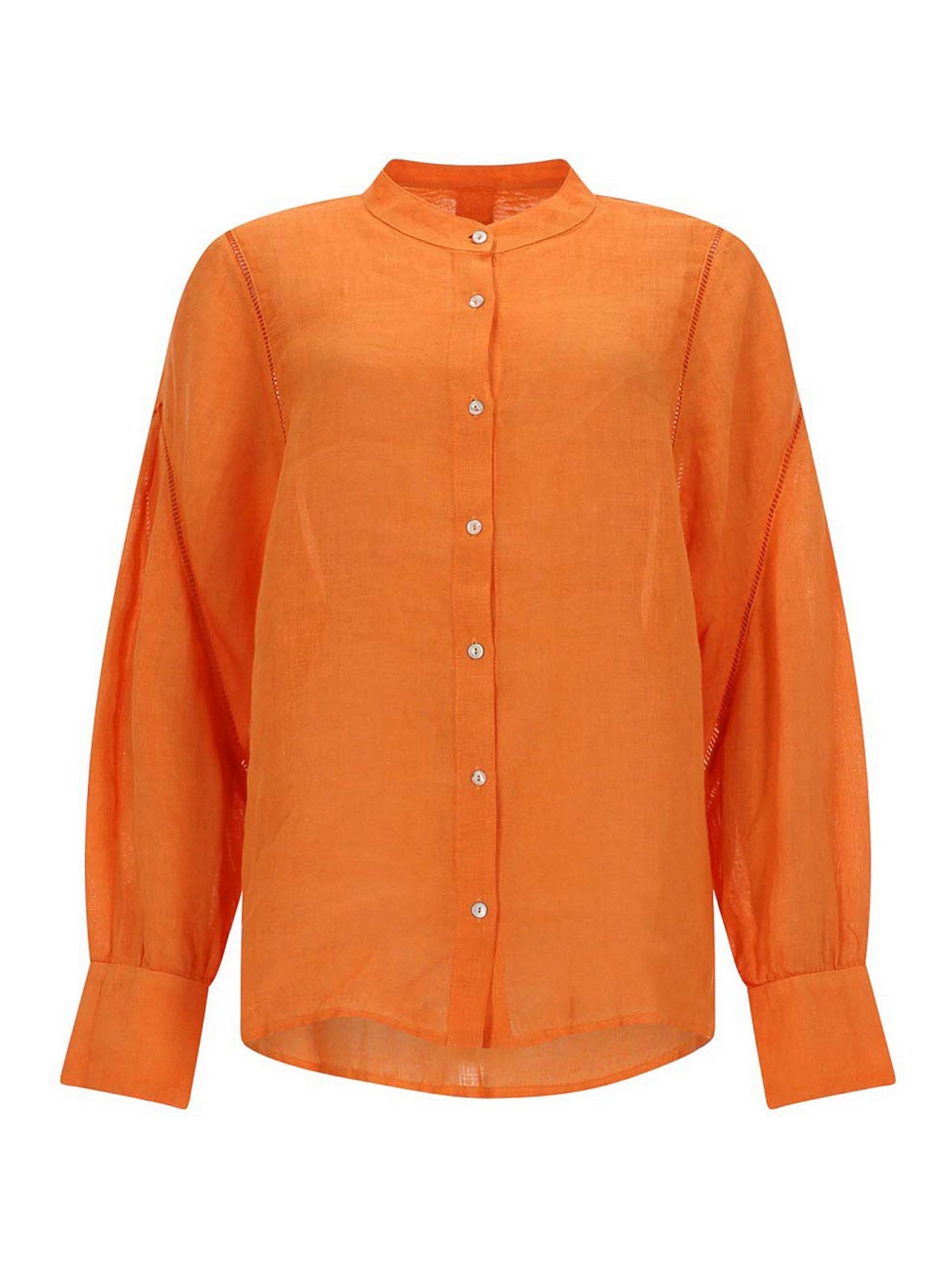 120% Lino Linen Shirt In Orange