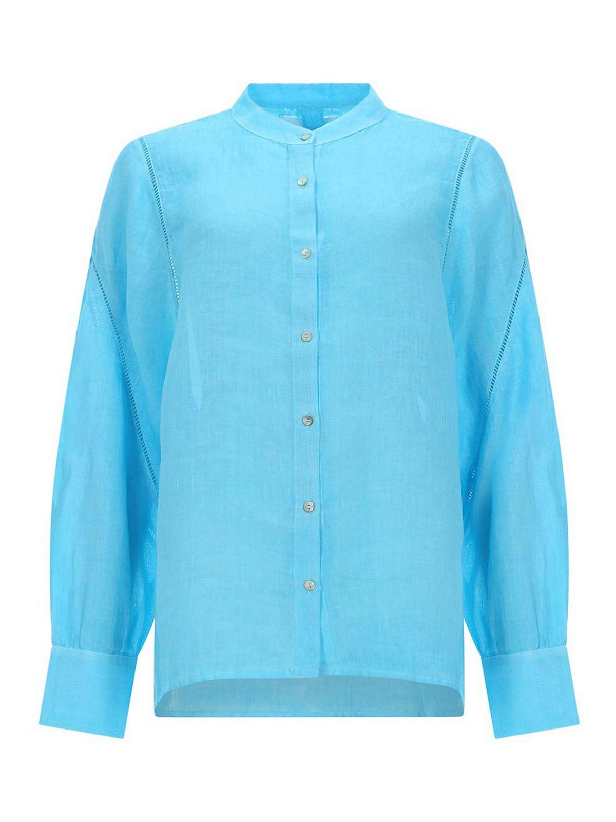 120% Lino Linen Shirt In Light Blue