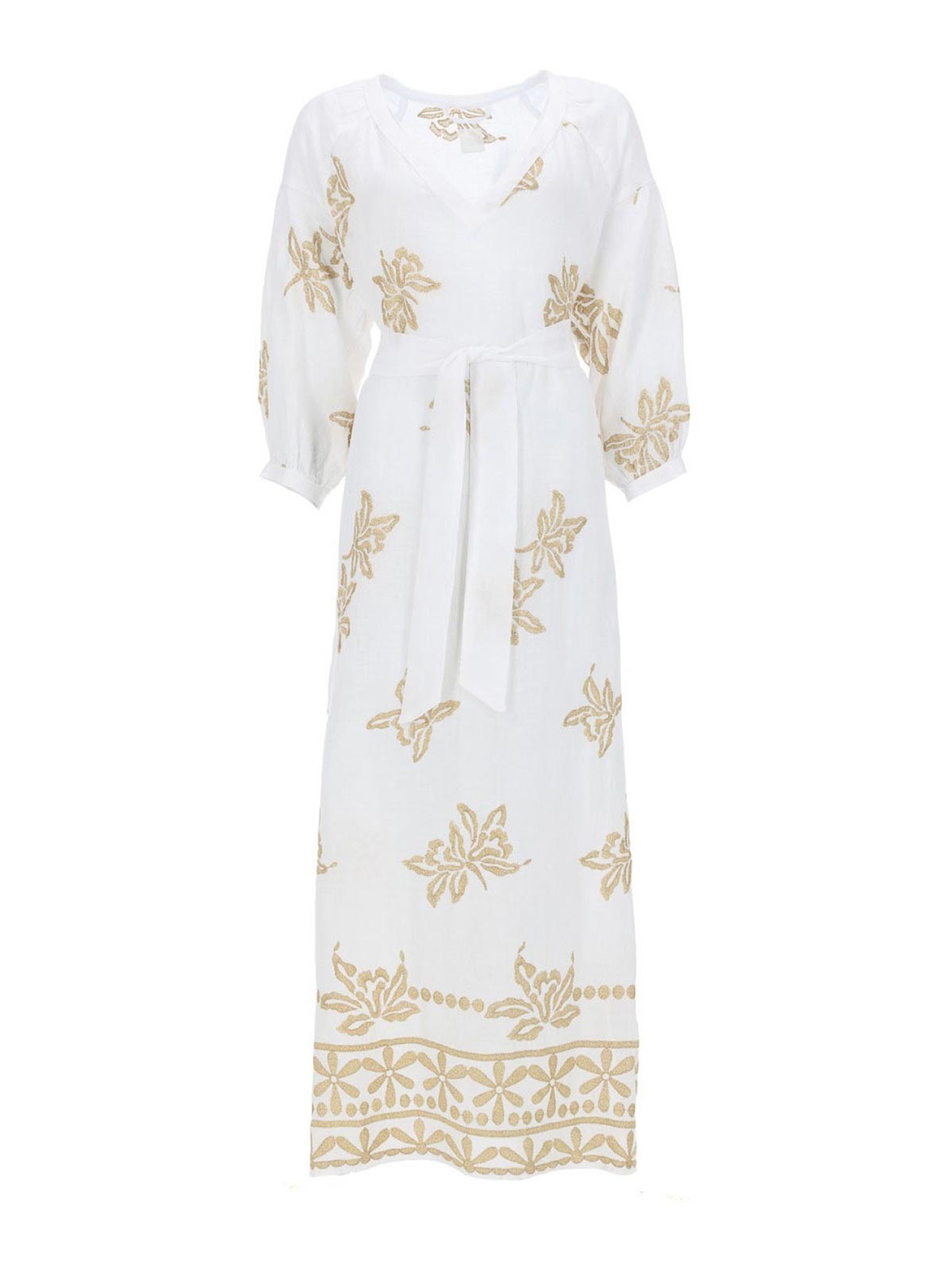 120% Lino Maxi Robe - Blanc