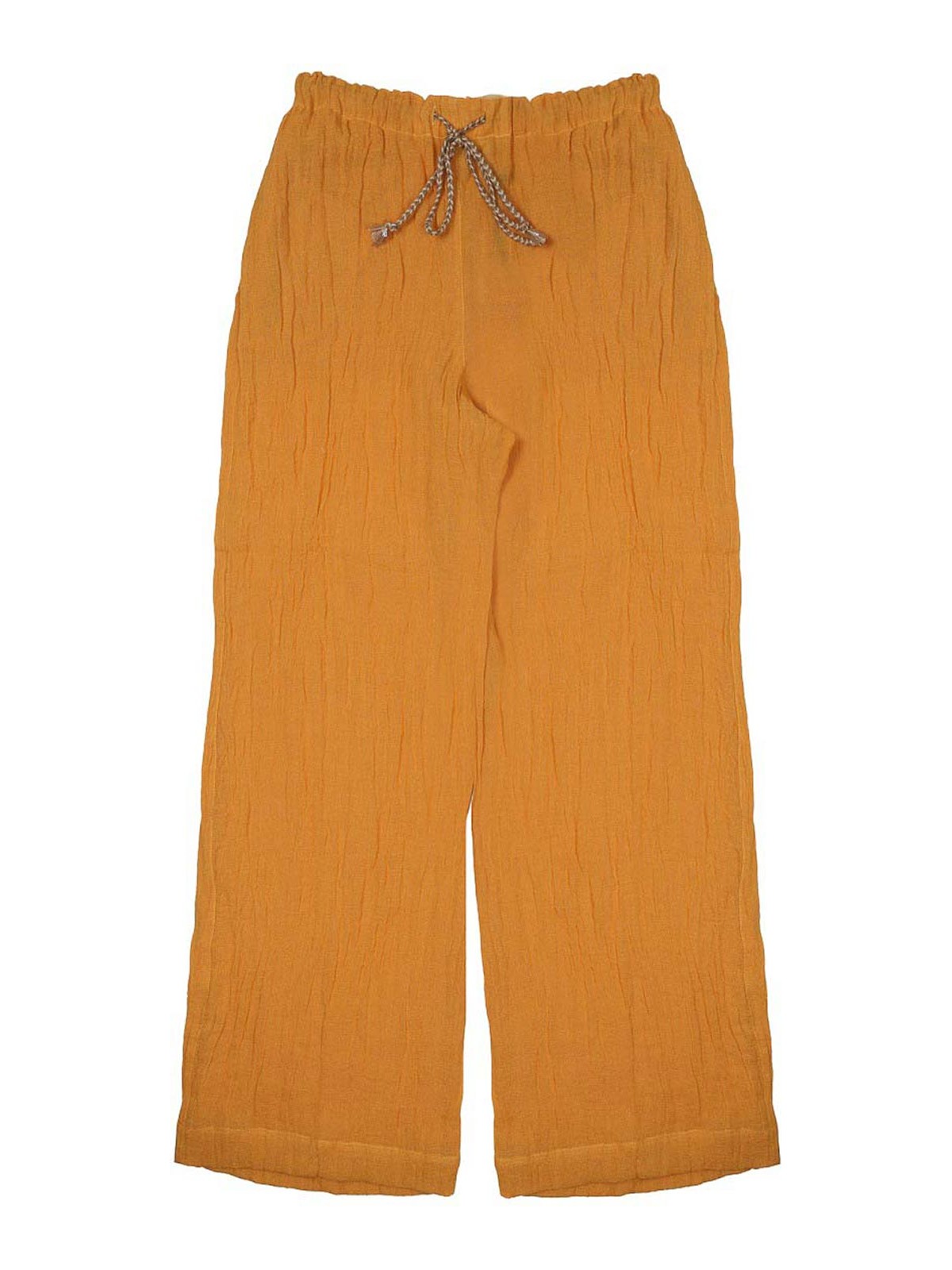 120% Lino Linen Trousers In Yellow