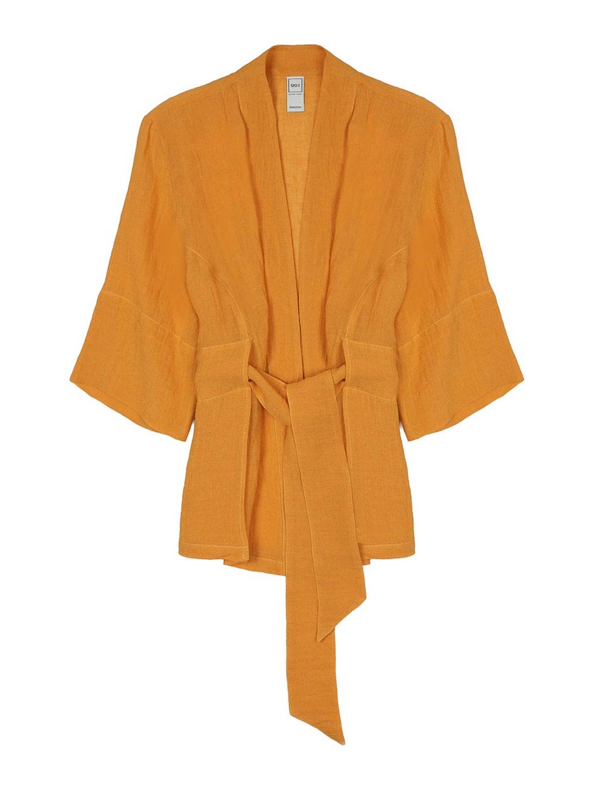 120% Lino Linen Kimono Jacket In Yellow