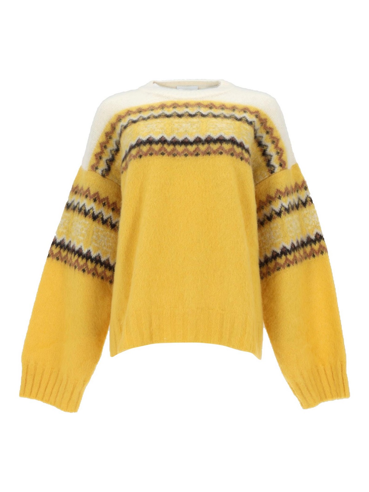 Ganni Pull Col Rond - Jaune
