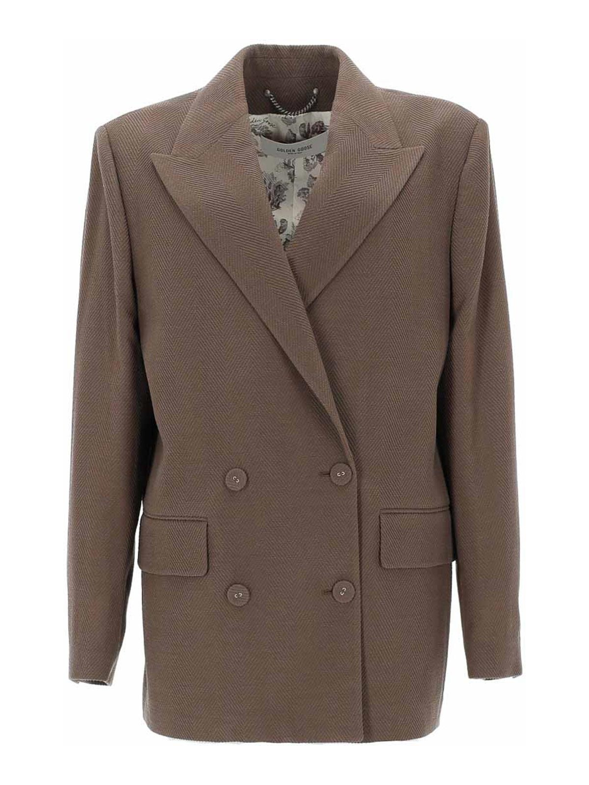 Golden Goose Blazer Doppiopetto In Lana In Light Grey