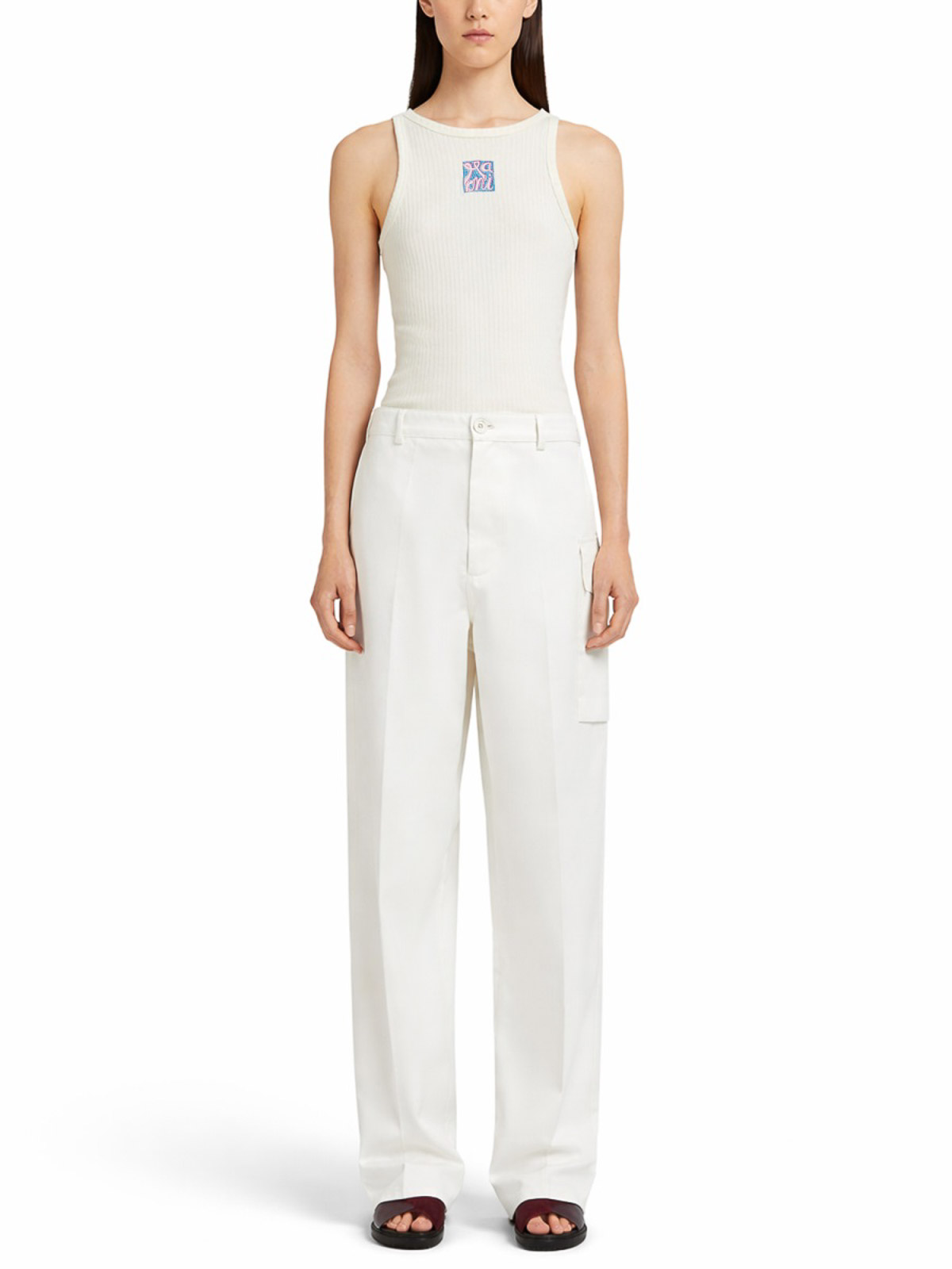 Marni Cargo Pocket Pants In White
