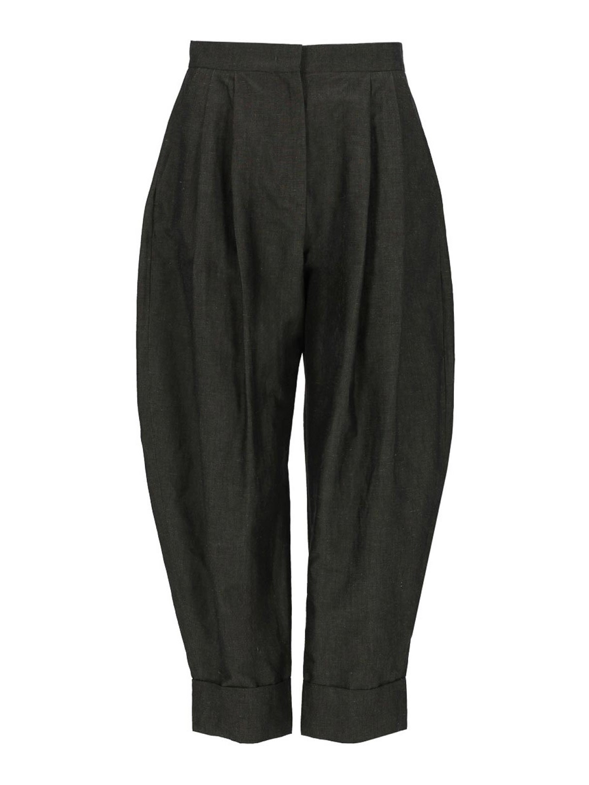 Pt Torino Linen And Cotton Trousers In Black