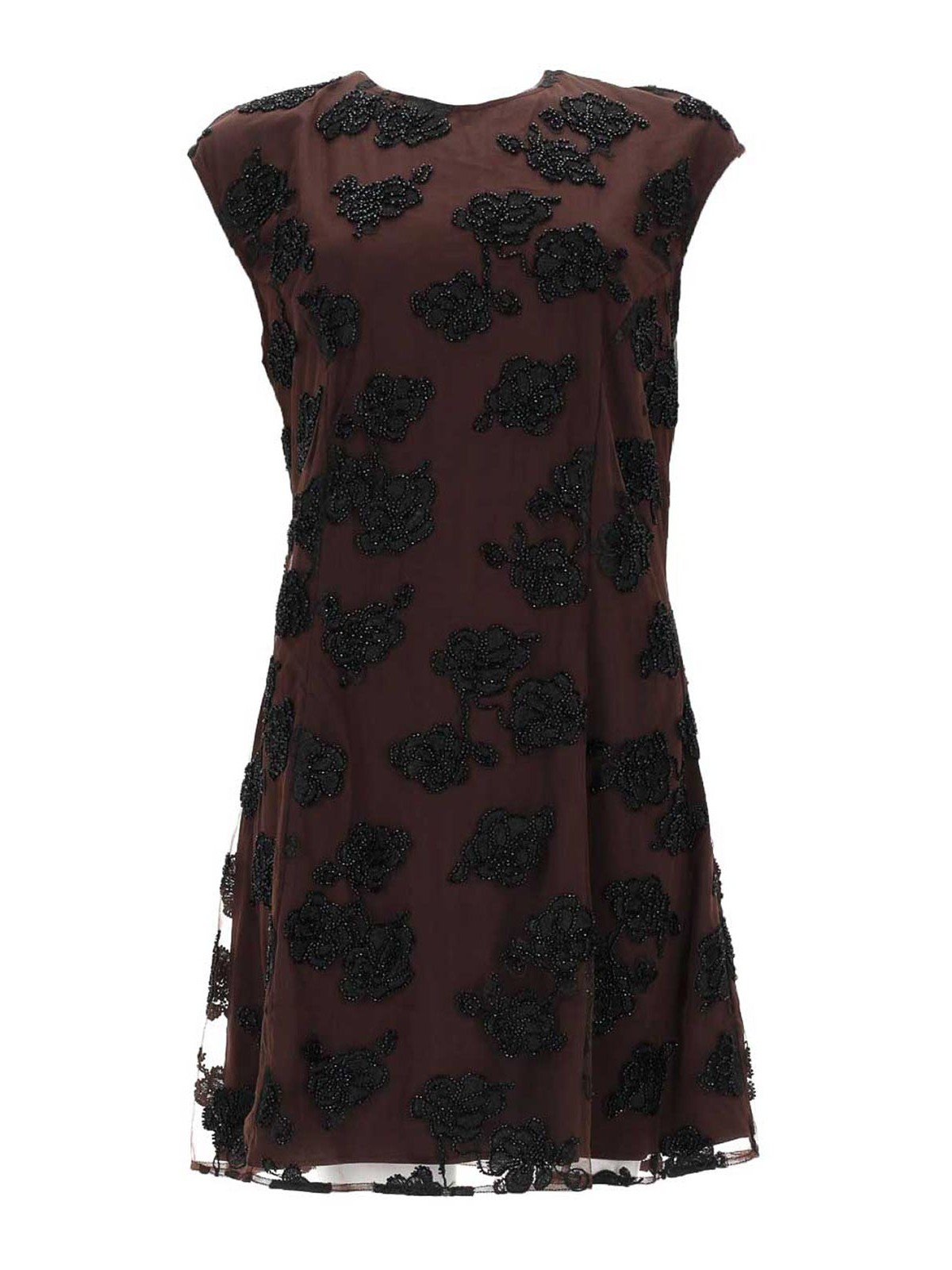 Rotate Birger Christensen Mini Dress With Floral Details In Brown