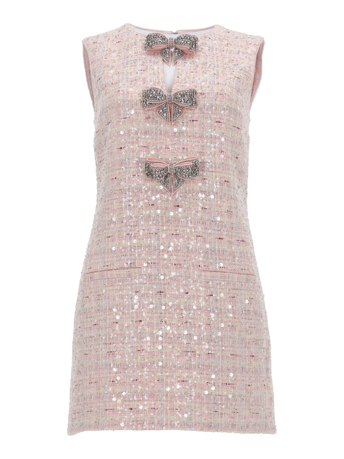 Self-portrait Mini Dress With Bow In Nude & Neutrals
