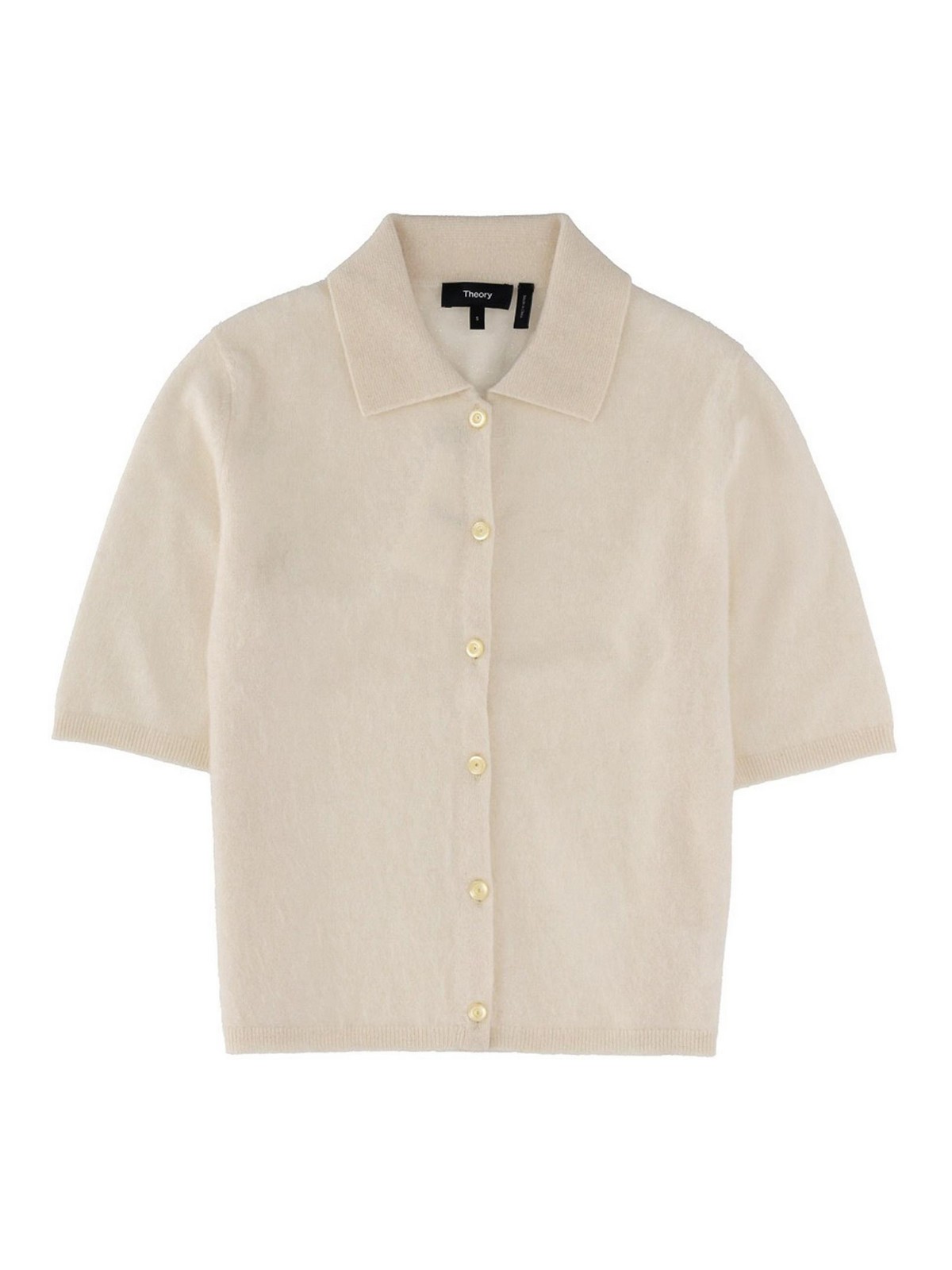 Theory Pull Col Rond - Blanc