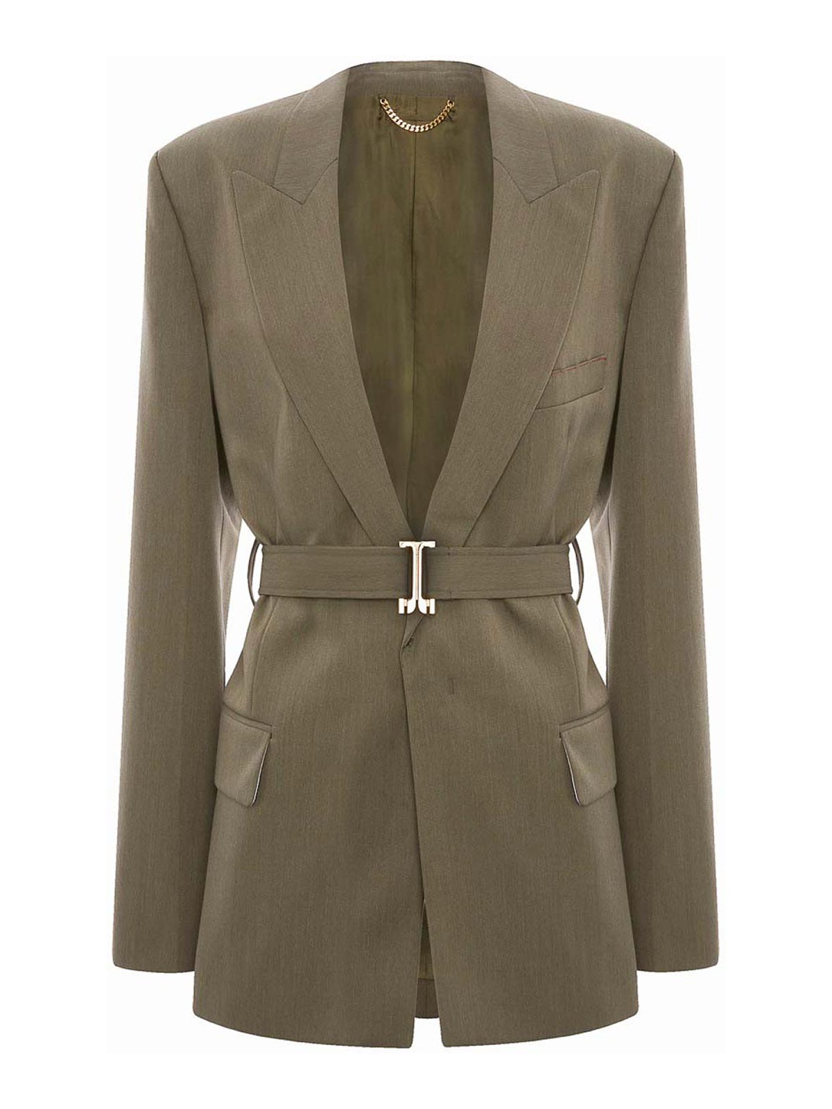 Victoria Beckham Tailored Blazer With Belt In Green