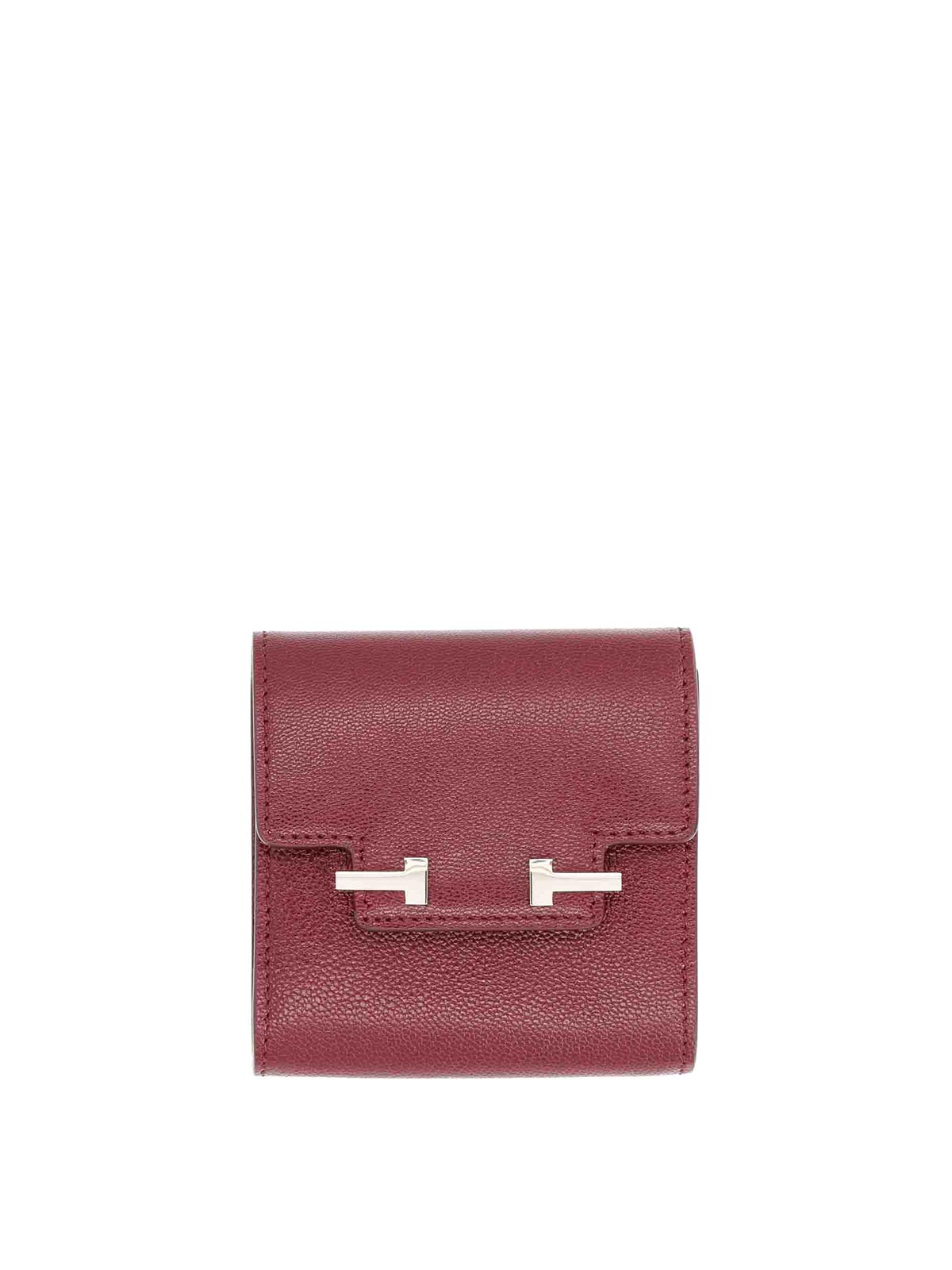 Tom Ford Leather Card Holder In Red