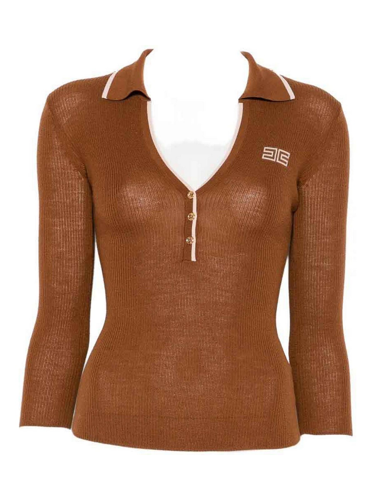 Elisabetta Franchi Pull À Col V - Marron