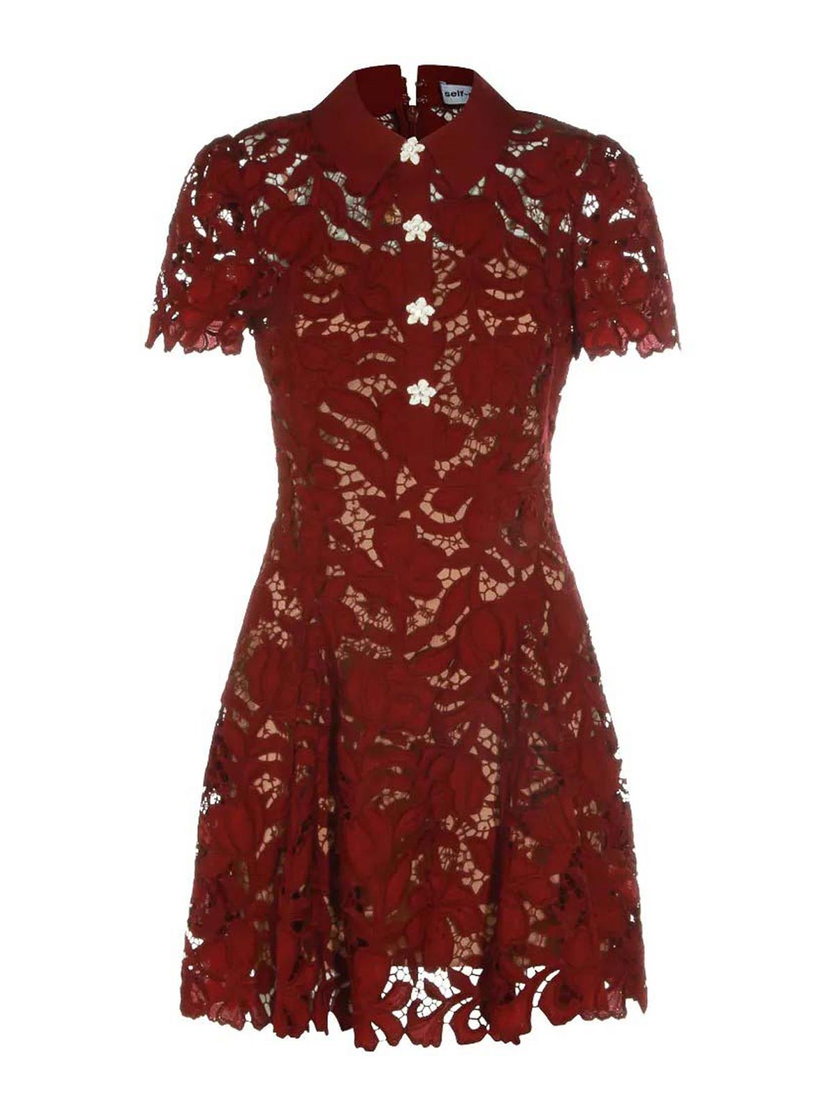 Self Portrait Robe Courte - Rouge Brun