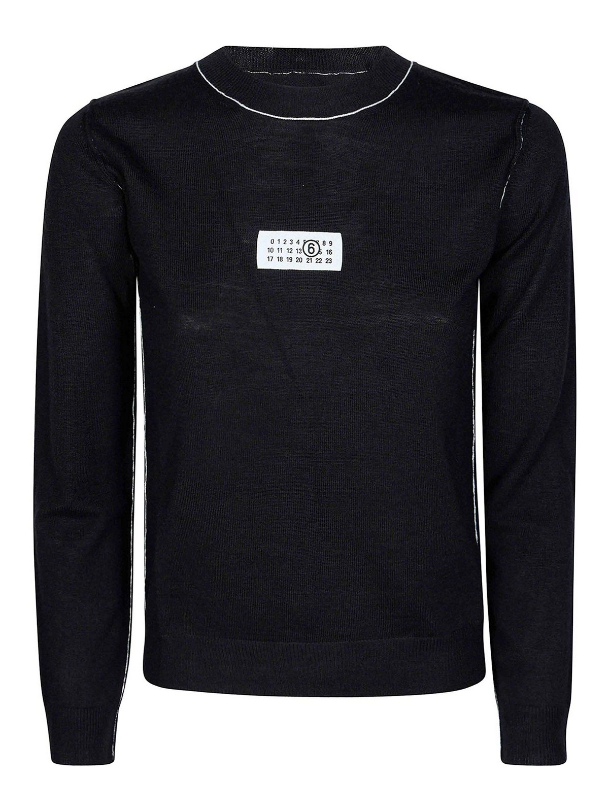 MM6 Maison Margiela Pull Col Rond - Noir