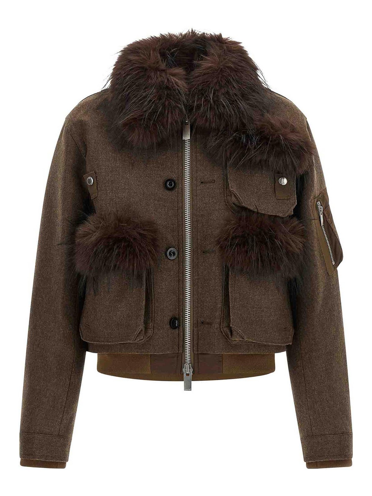 Sacai Manteau Court - Marron