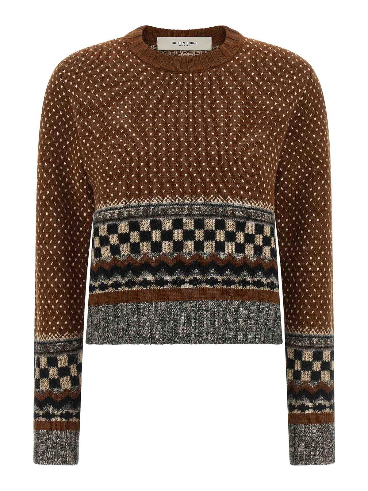 Golden Goose Pull Col Rond - Marron