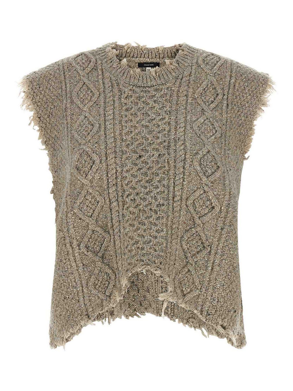 R13 Boyfriend Cable' Vest In Grey