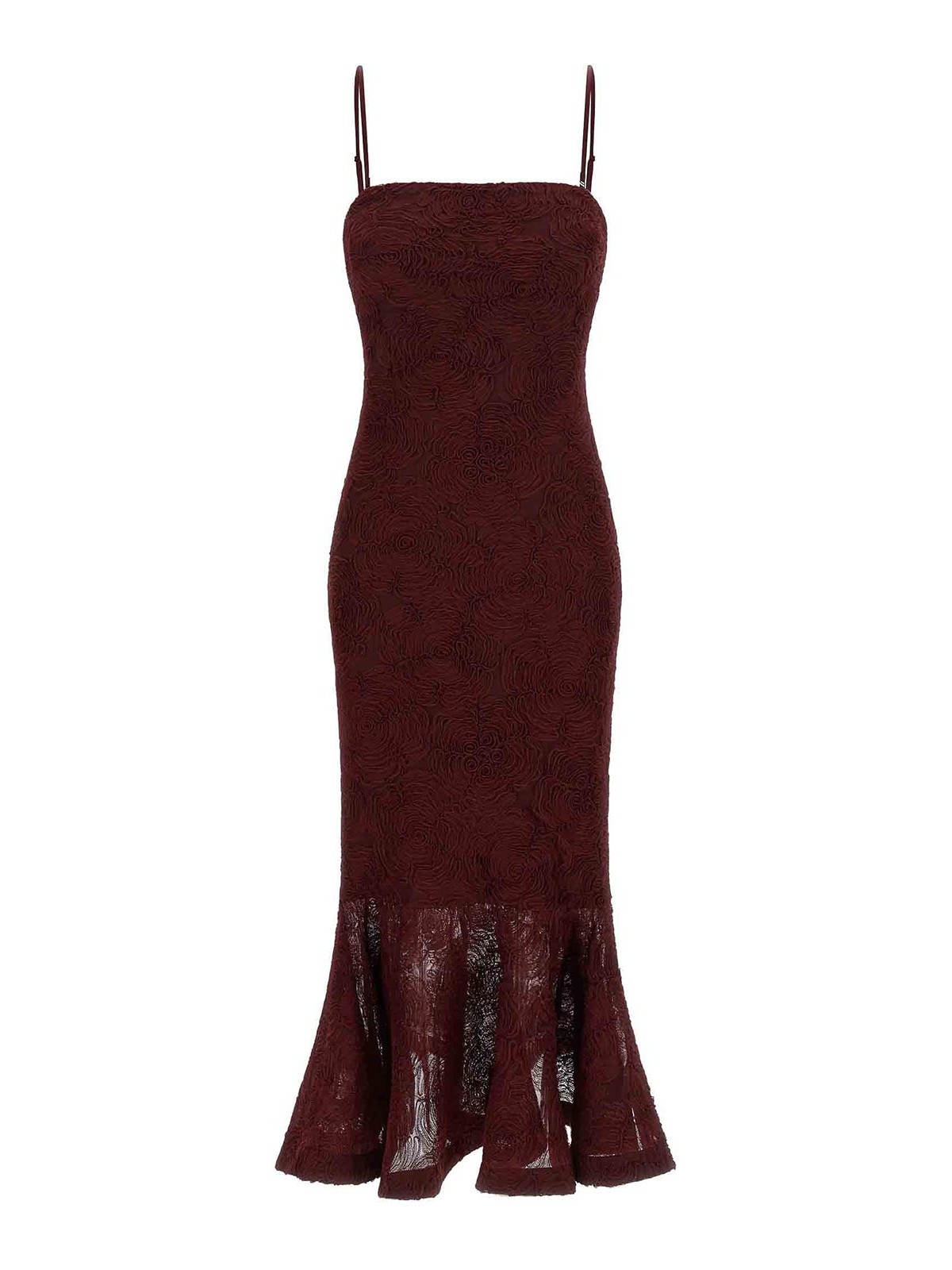 Rotate Birger Christensen Robe Au Genou - Rouge Brun
