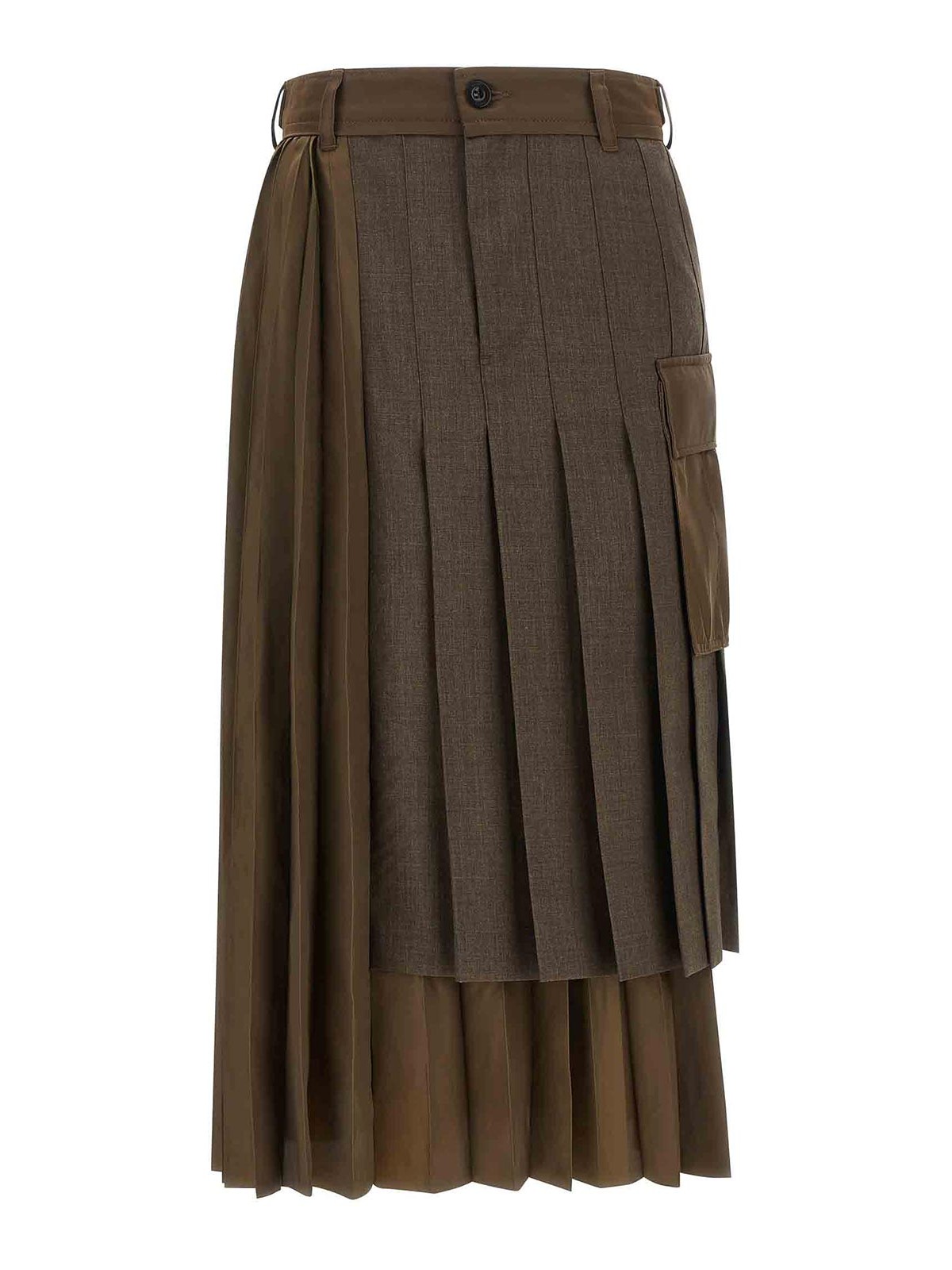 Sacai Jupe Midi - Marron