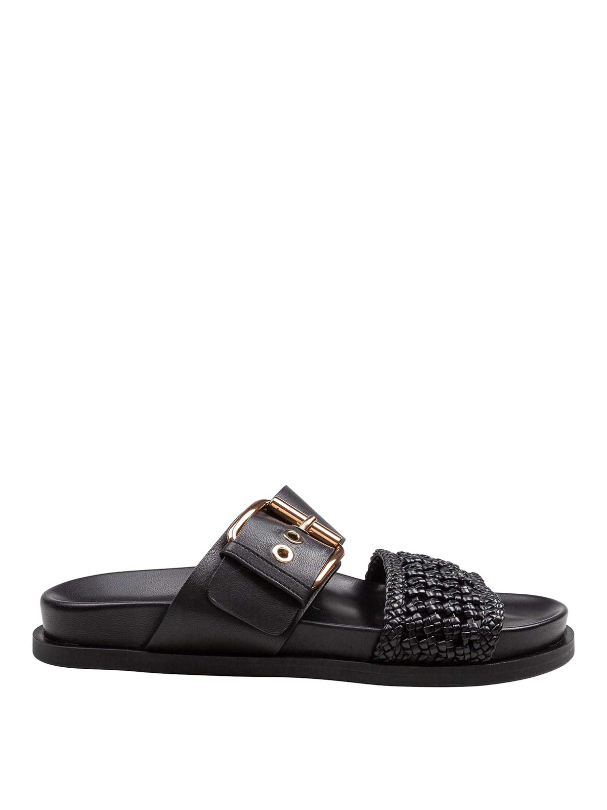 Agl Attilio Giusti Leombruni Cristina Crochet Leather Slipper In Black
