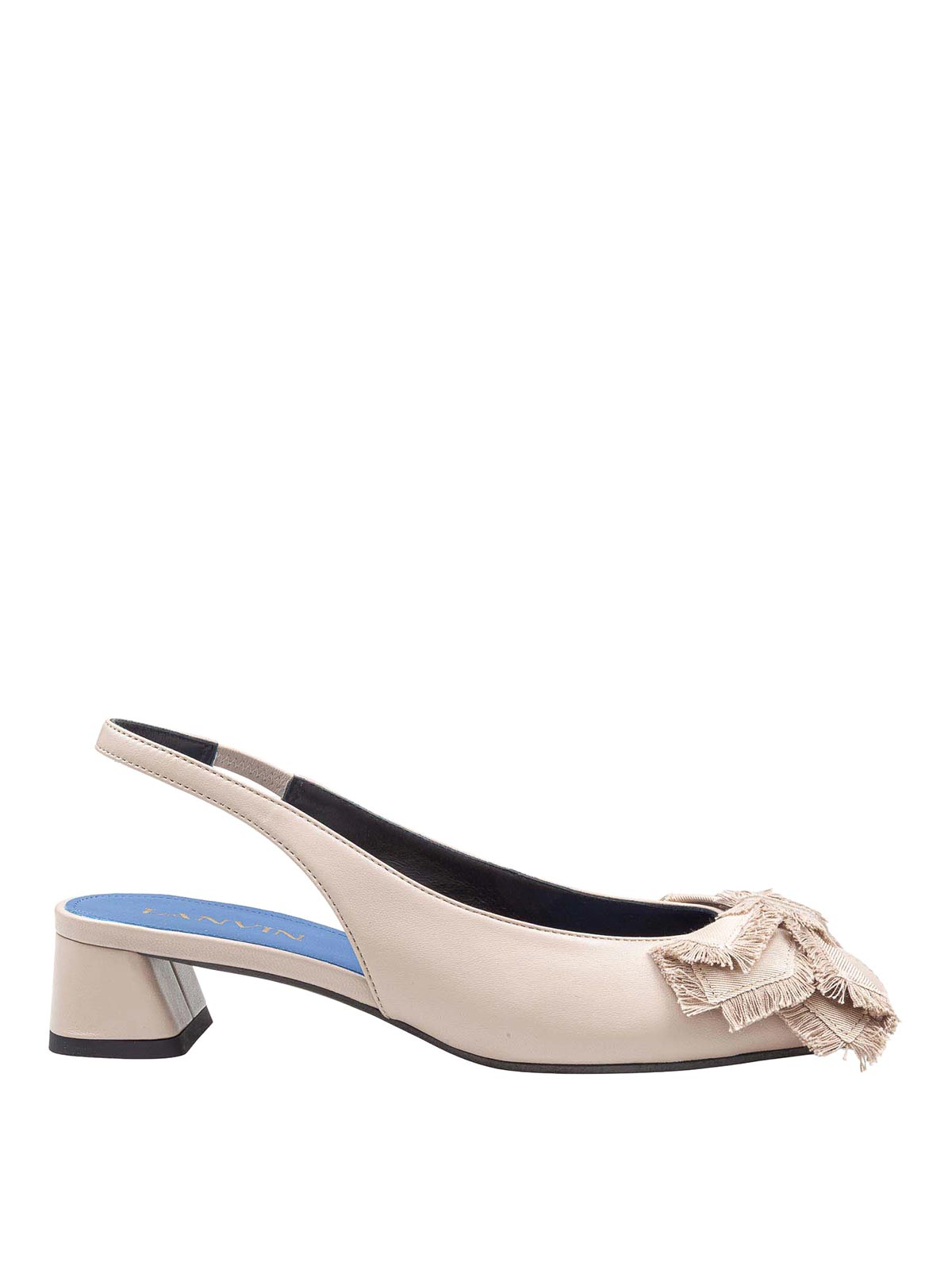 Lanvin Slingback Bow Small Heel Sand In Beige