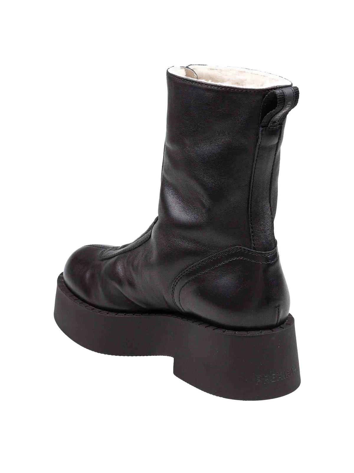 Premiata Black Leather Ankle Boot In Black