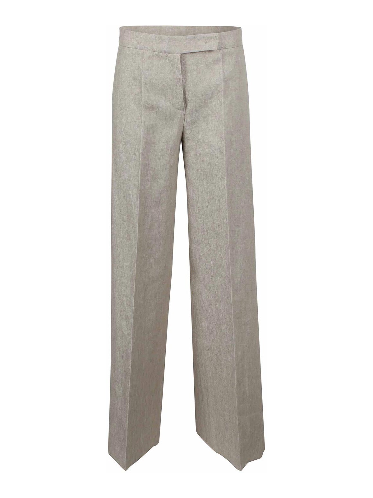 Max Mara Tailored Linen Drill Trousers In Beige