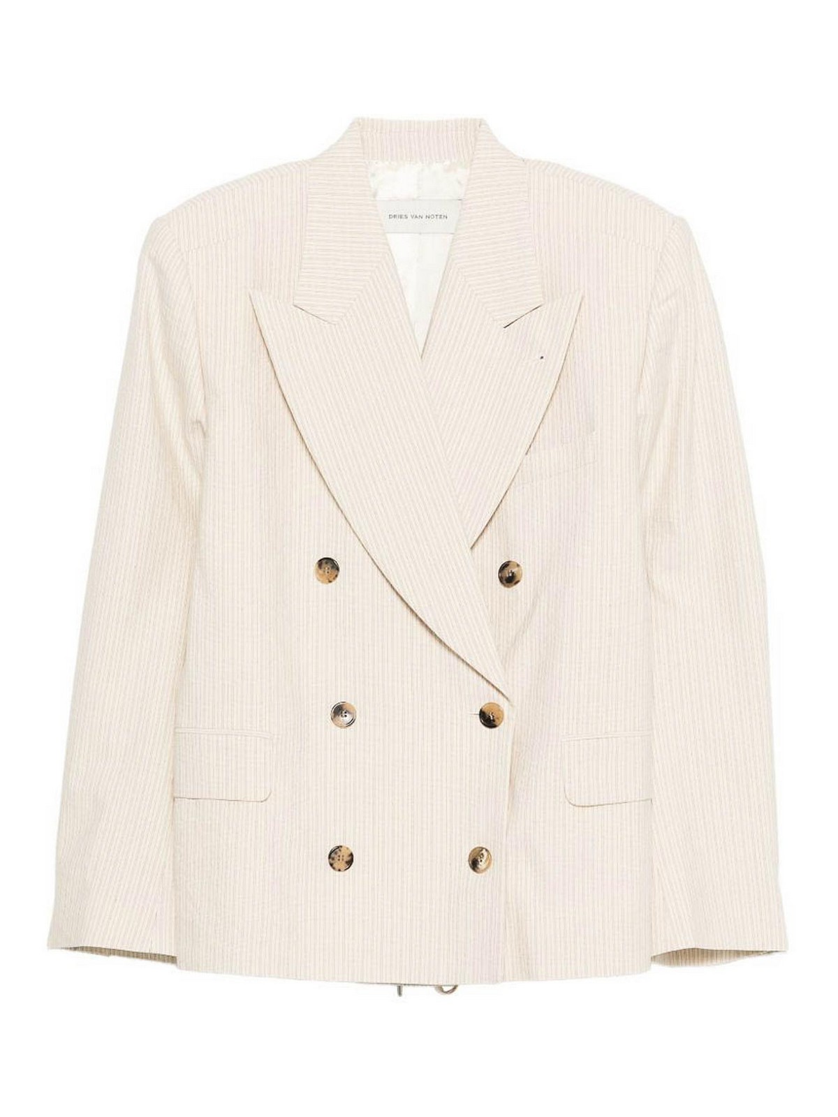 Dries Van Noten Oversized Double Breasted Blazer In Light Beige
