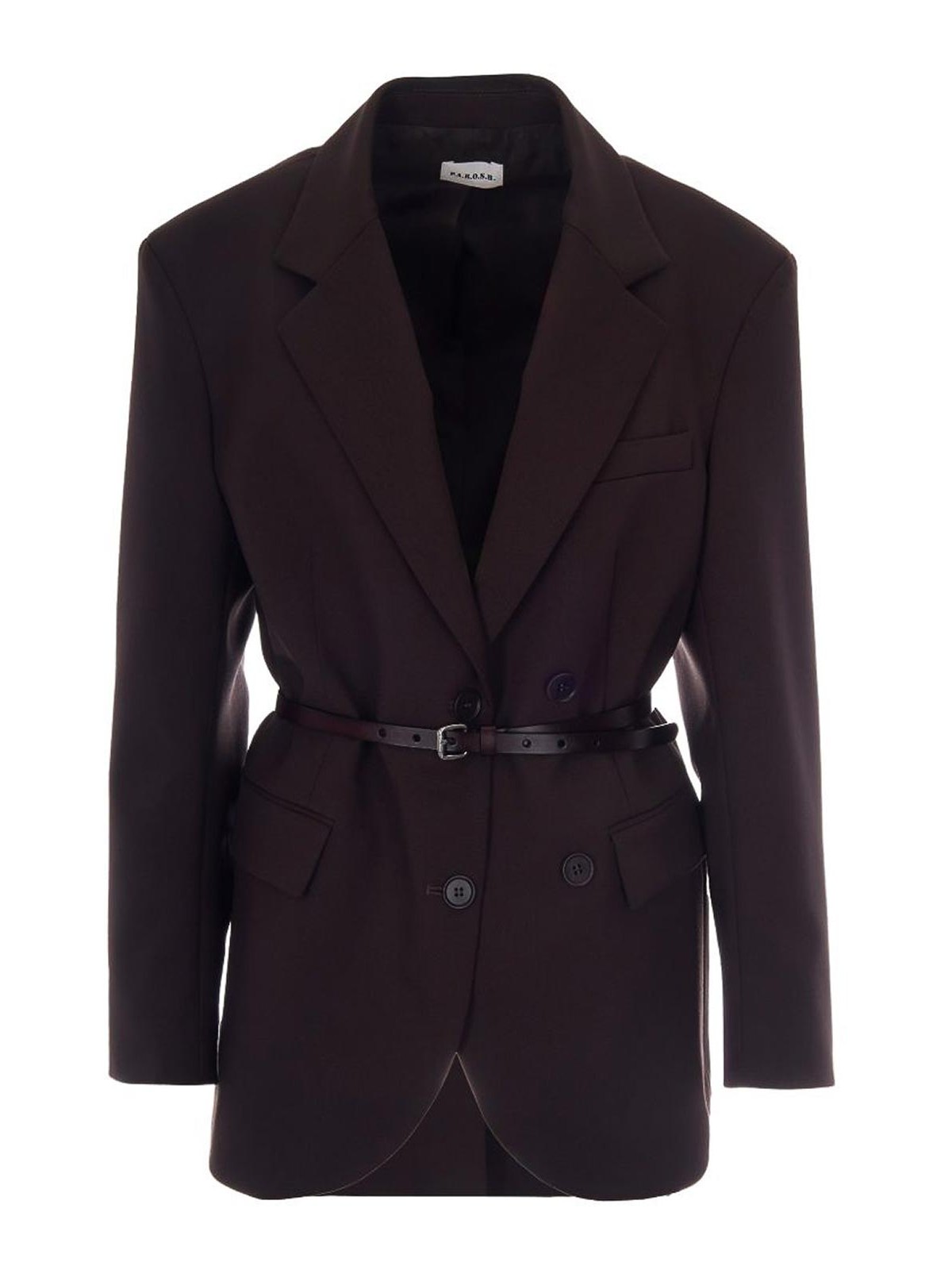 P.a.r.o.s.h Double Breasted Belted Tailoring Jacket Nylon Silk In Brown