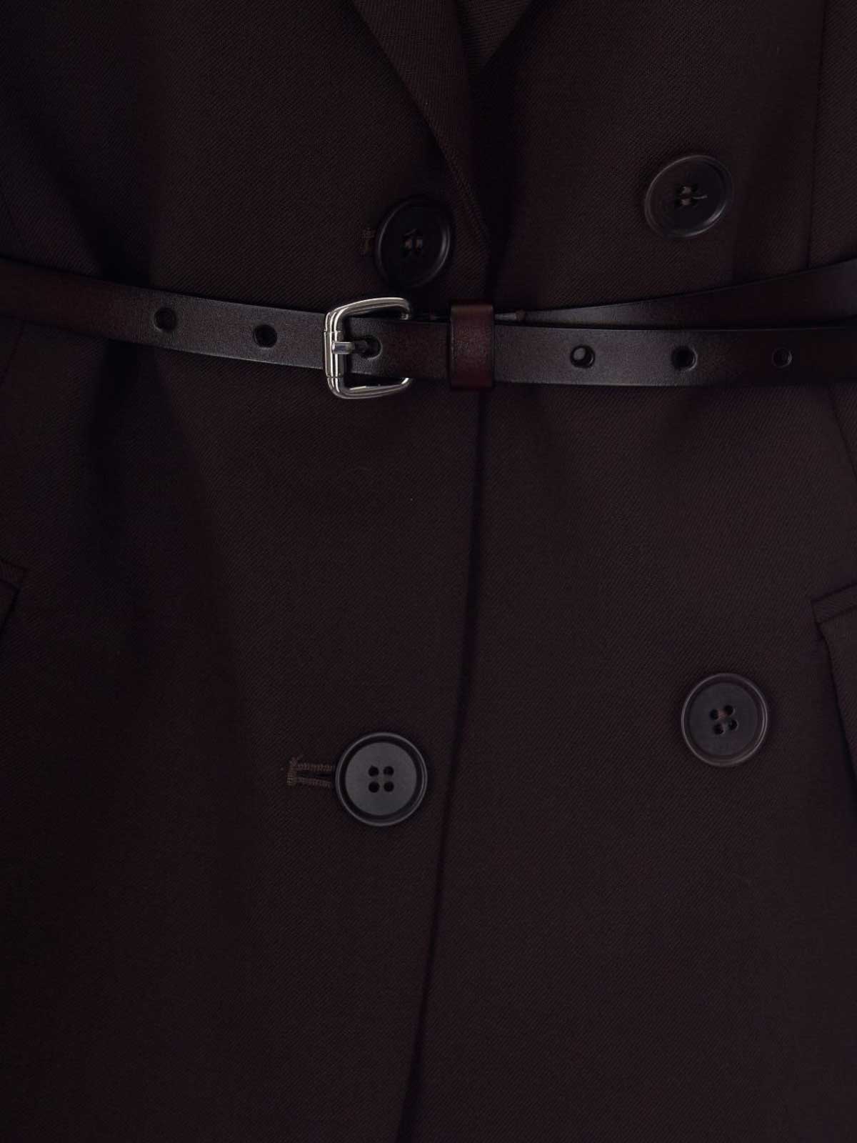 P.a.r.o.s.h Double Breasted Belted Tailoring Jacket Nylon Silk In Brown