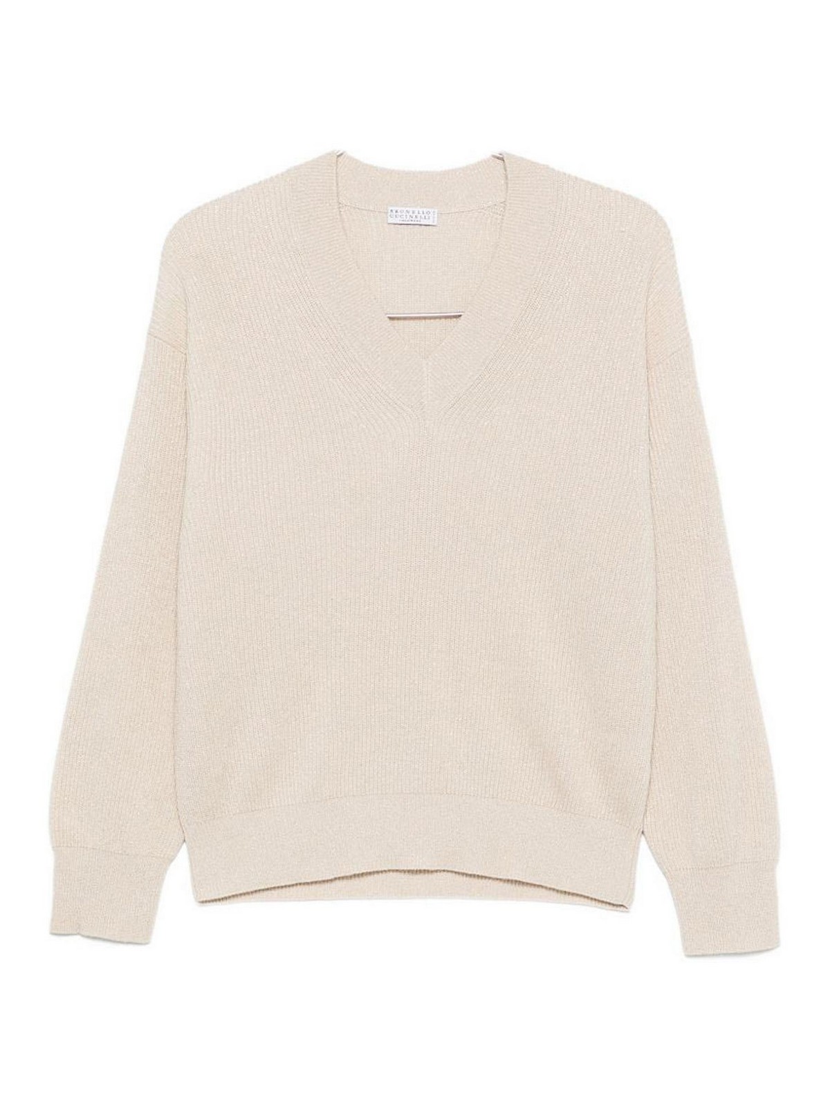 Brunello Cucinelli Pull Col Rond - Beige Clair