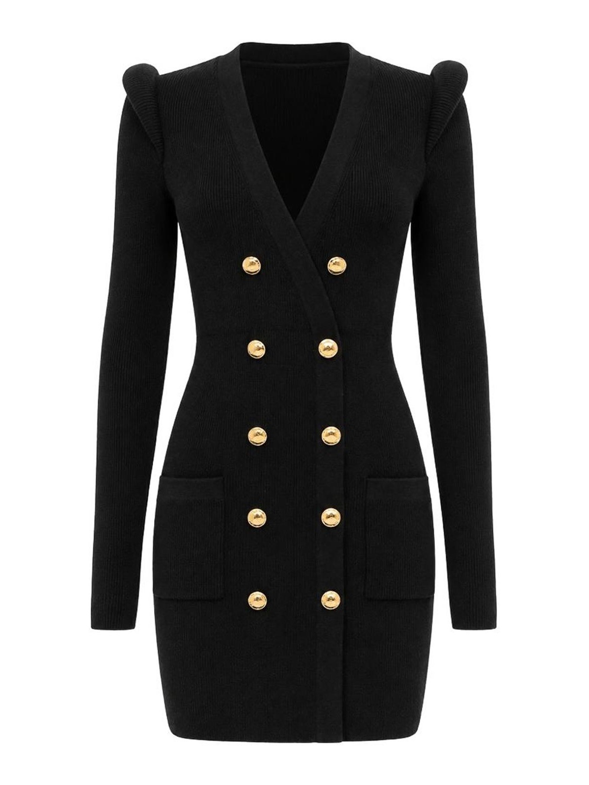 Elisabetta Franchi Knitted Mini Dress With 3d Details In Black