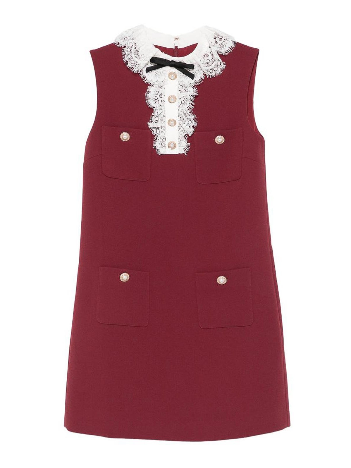 Self-portrait Crepe Lace Collar Mini Dress In Dark Red
