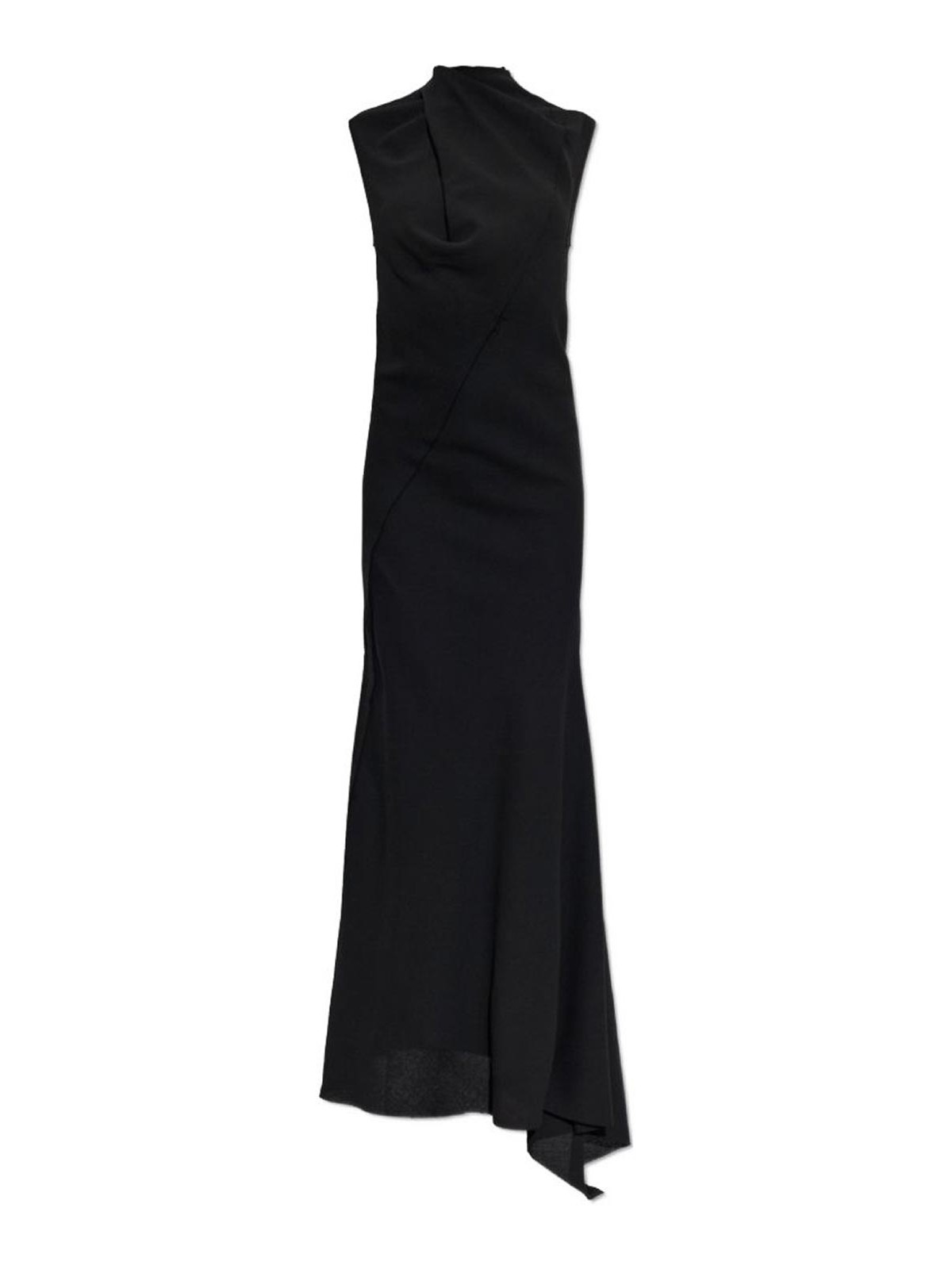 Attico Virgin Wool Midi Dress In Black