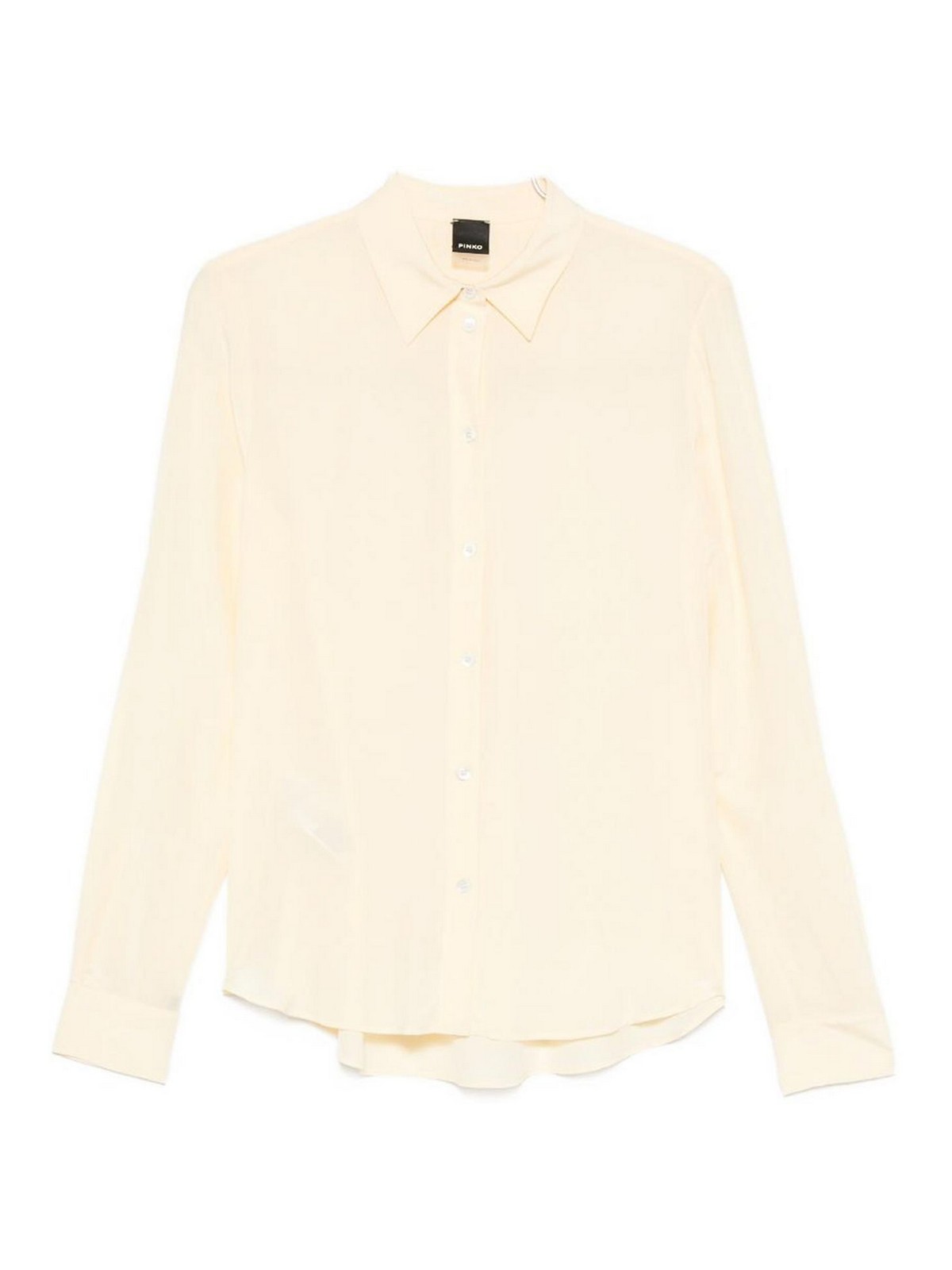 Pinko Light Silk Classic Shirt In Butter Shade In Yellow