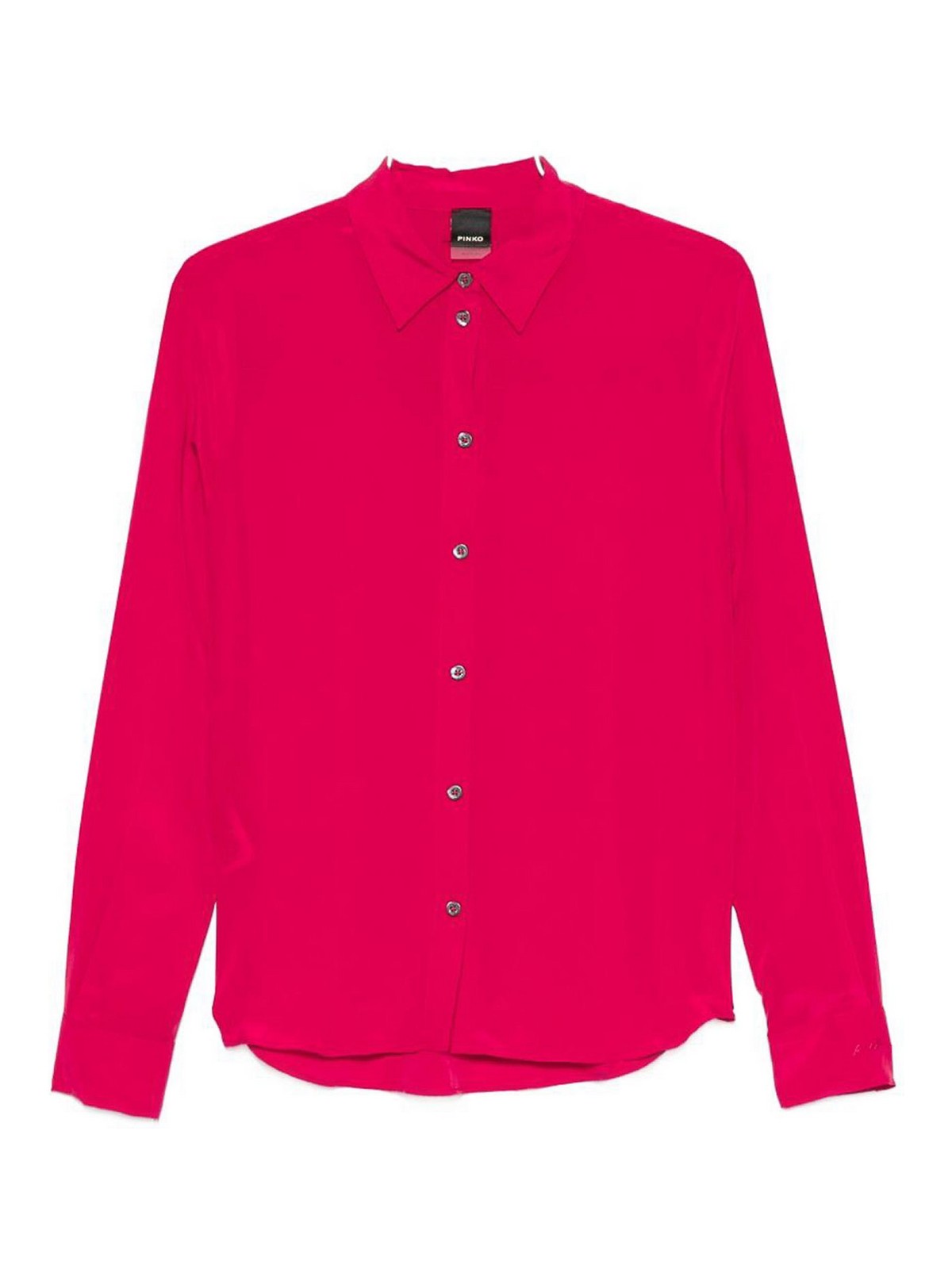 Pinko Cyclamen Red Lightweight Silk Classic Shirt