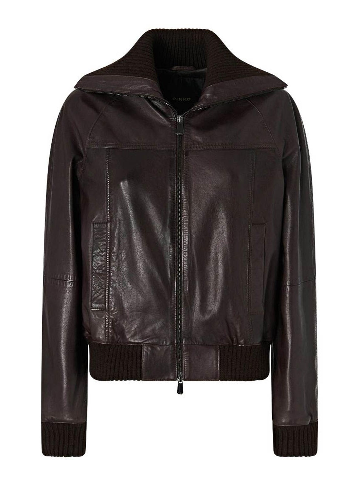 Pinko Blouson En Cuir - Marron