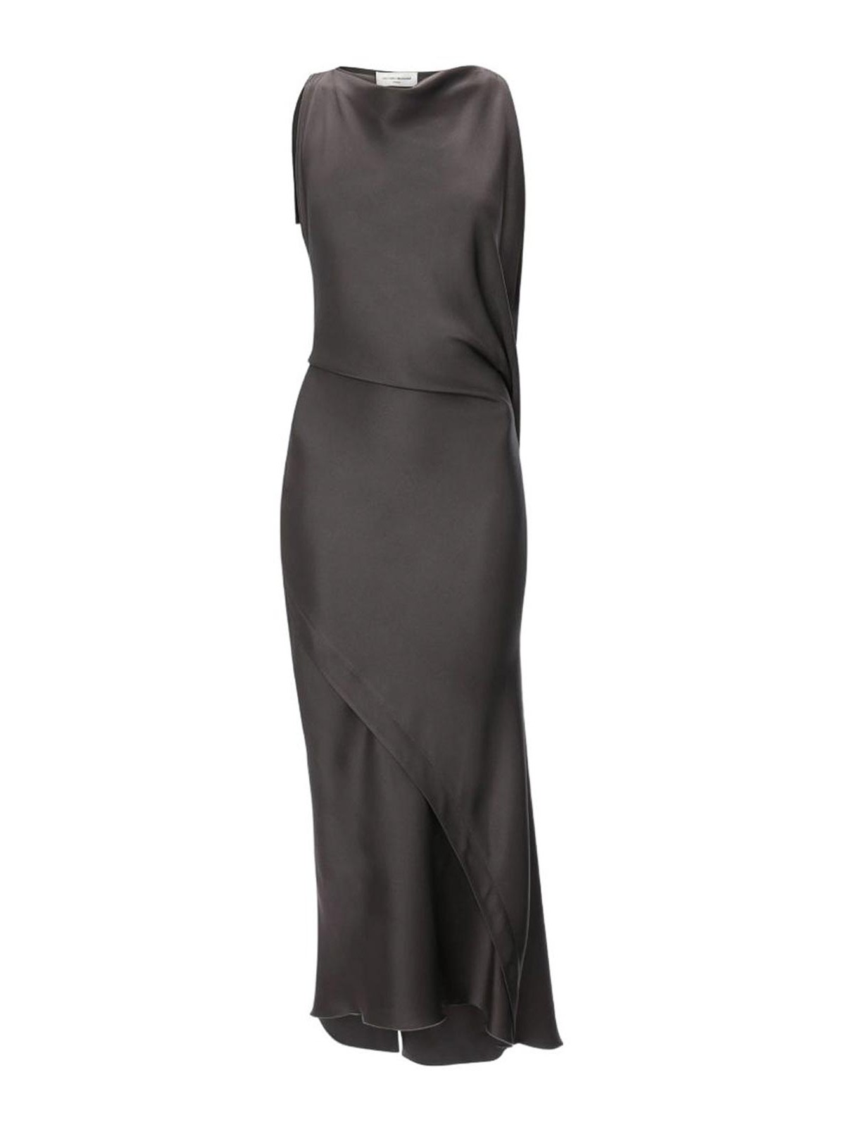 Victoria Beckham Kyra Brown Satin Crepe Midi Dress
