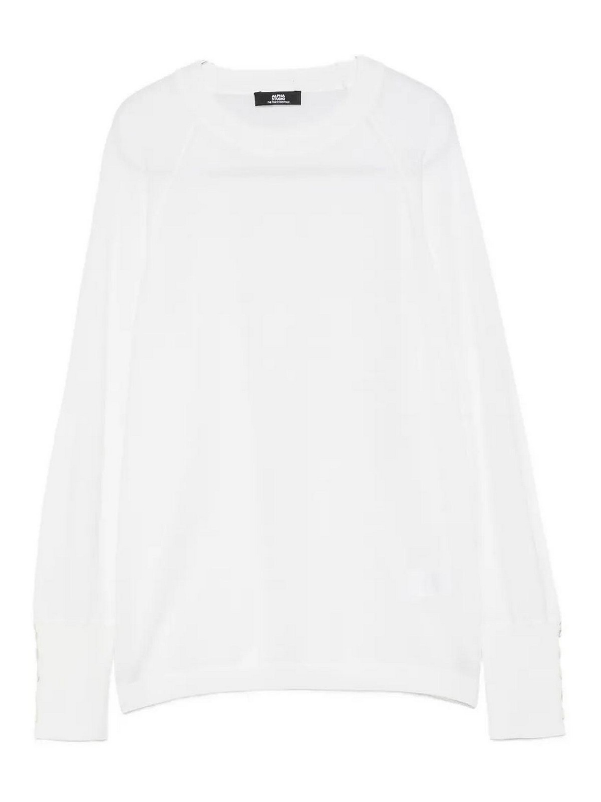 Alpha Studio Pull Col Rond - Blanc