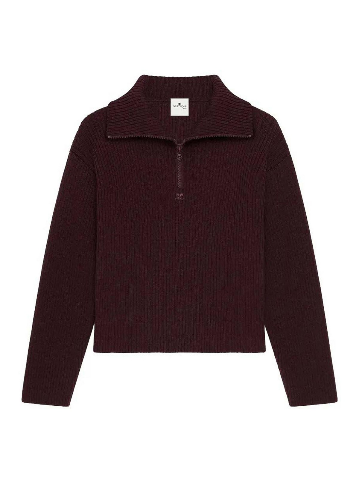 Courreges Pull Col Rond - Rouge Brun