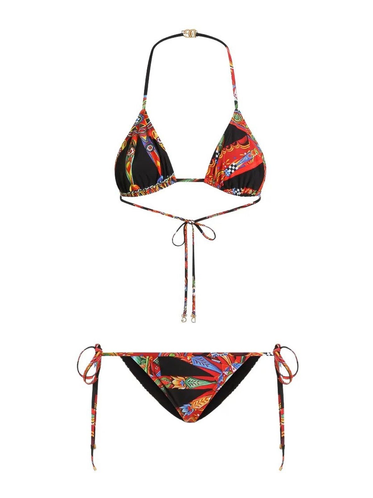 Dolce & Gabbana Carretto Print Bikini Set In Black