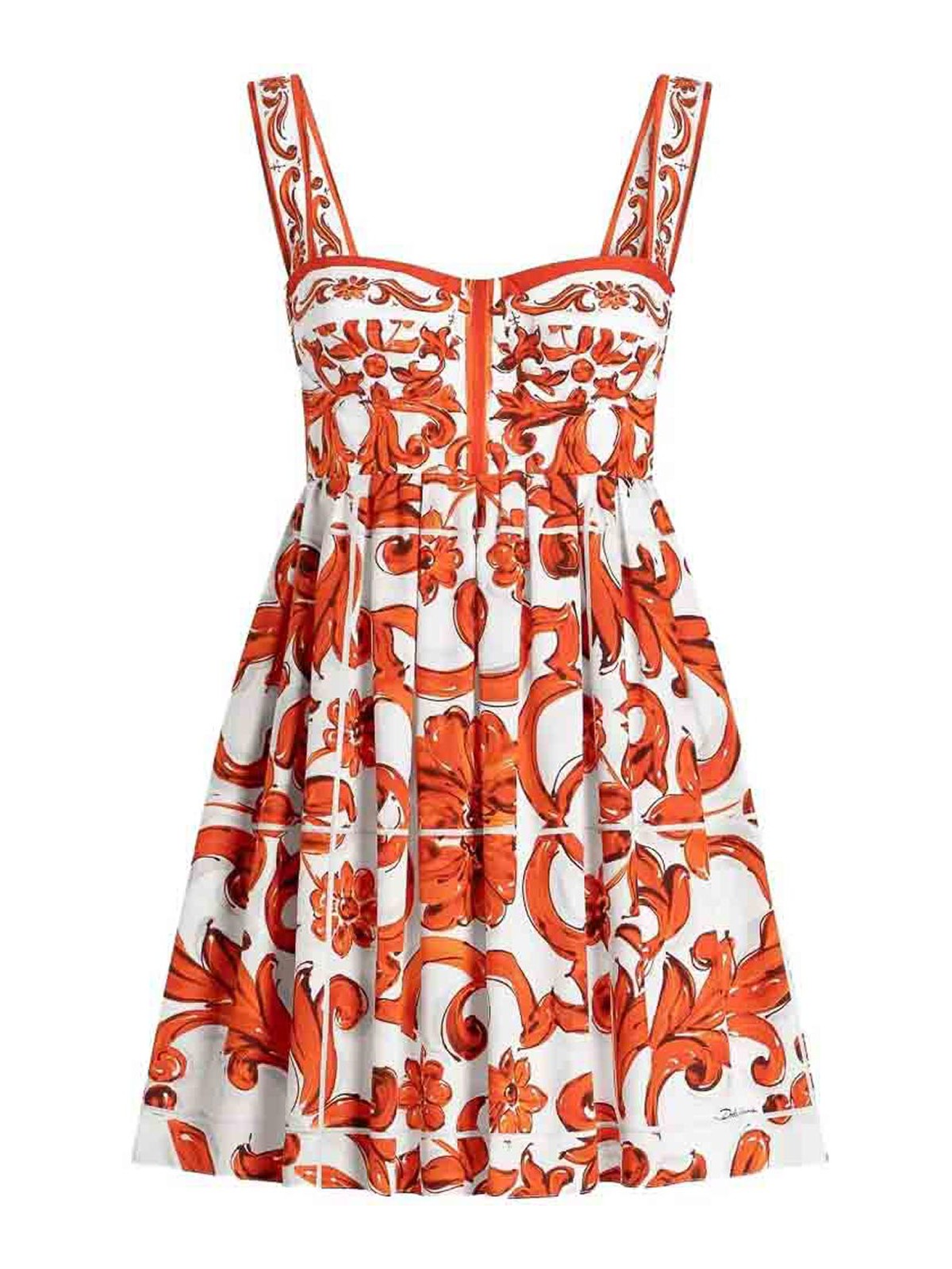 Dolce & Gabbana Maiolica Print Mini Dress In White