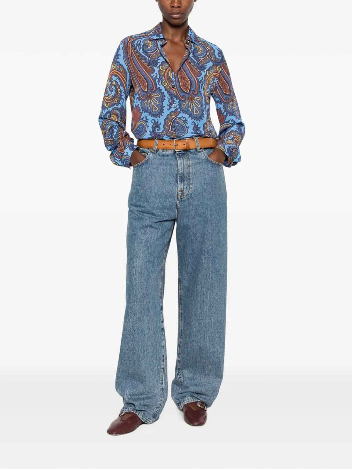 Etro Printed Shirt In Light Blue