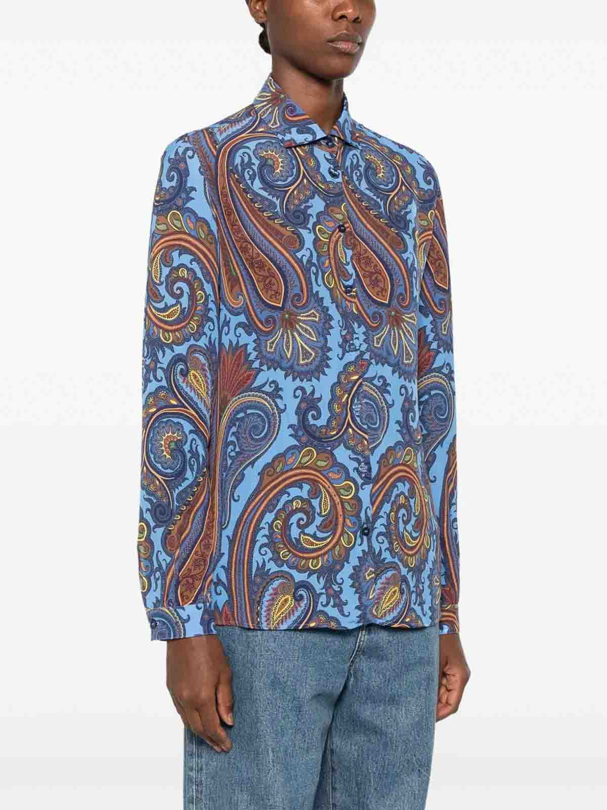 Etro Printed Shirt In Light Blue
