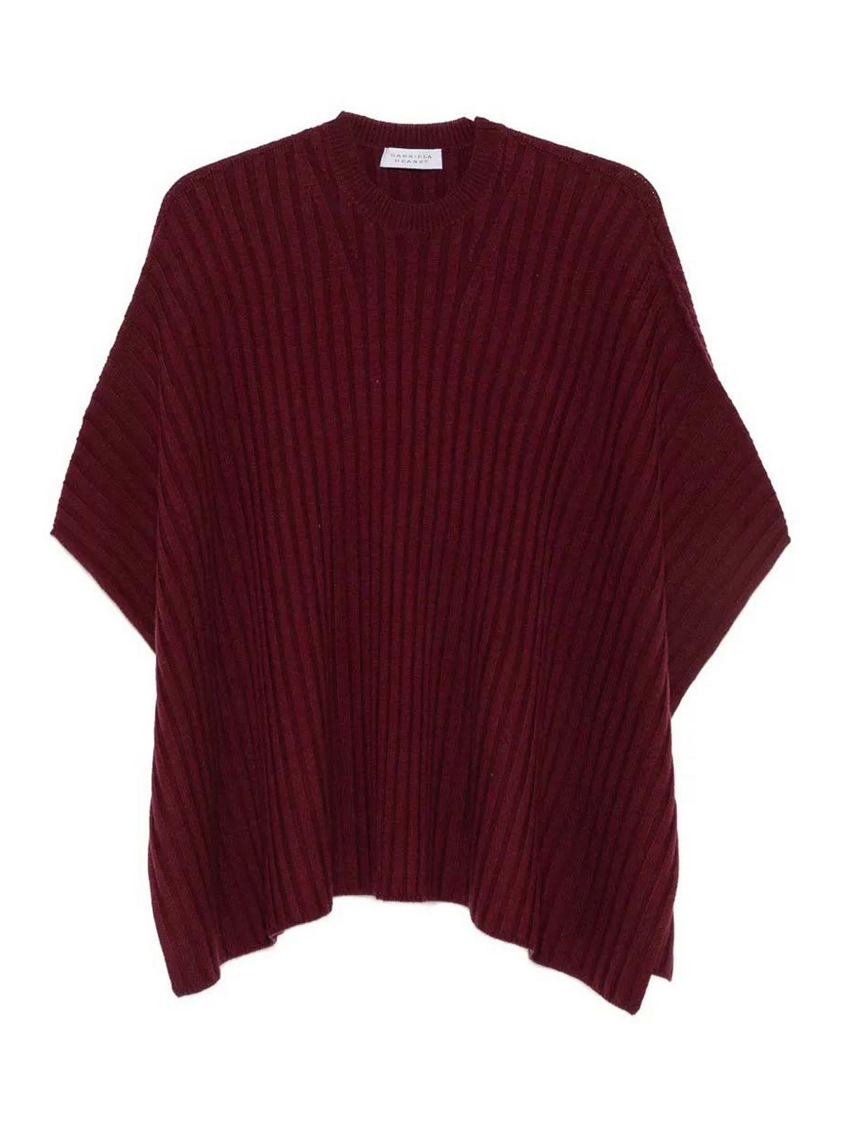 Gabriela Hearst Baron Knit Cropped Poncho In Dark Red