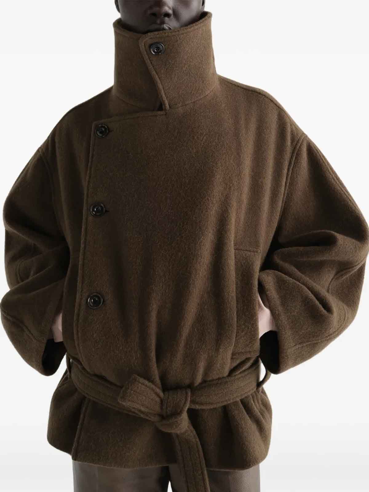 Lemaire Short Wrap Coat In Green