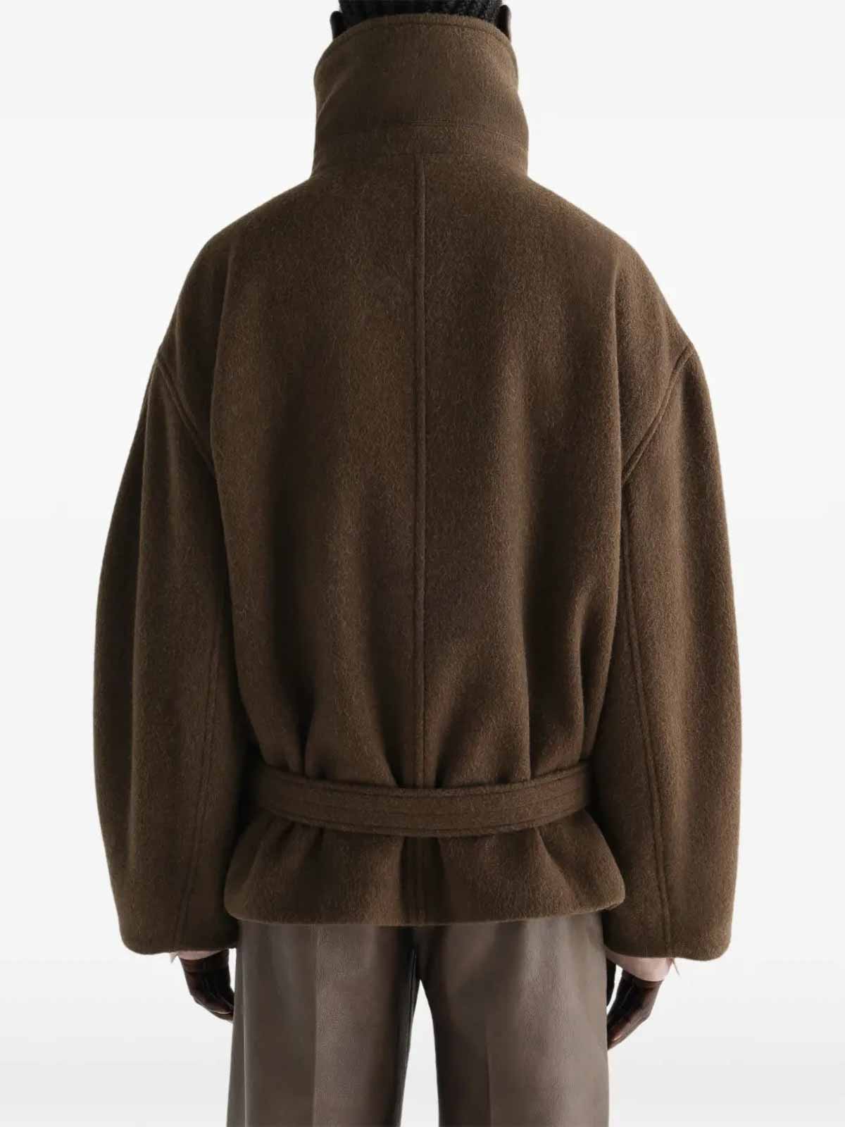 Lemaire Short Wrap Coat In Green