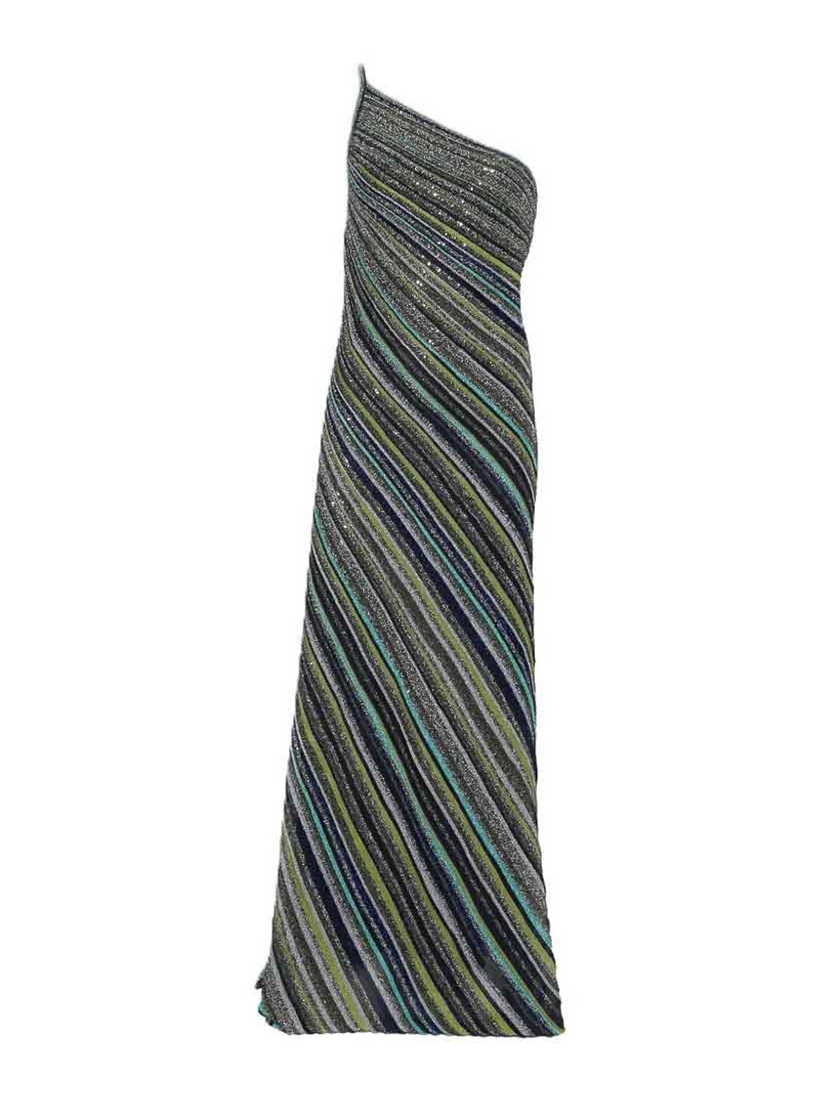 Missoni One Shoulder Dress In Blue